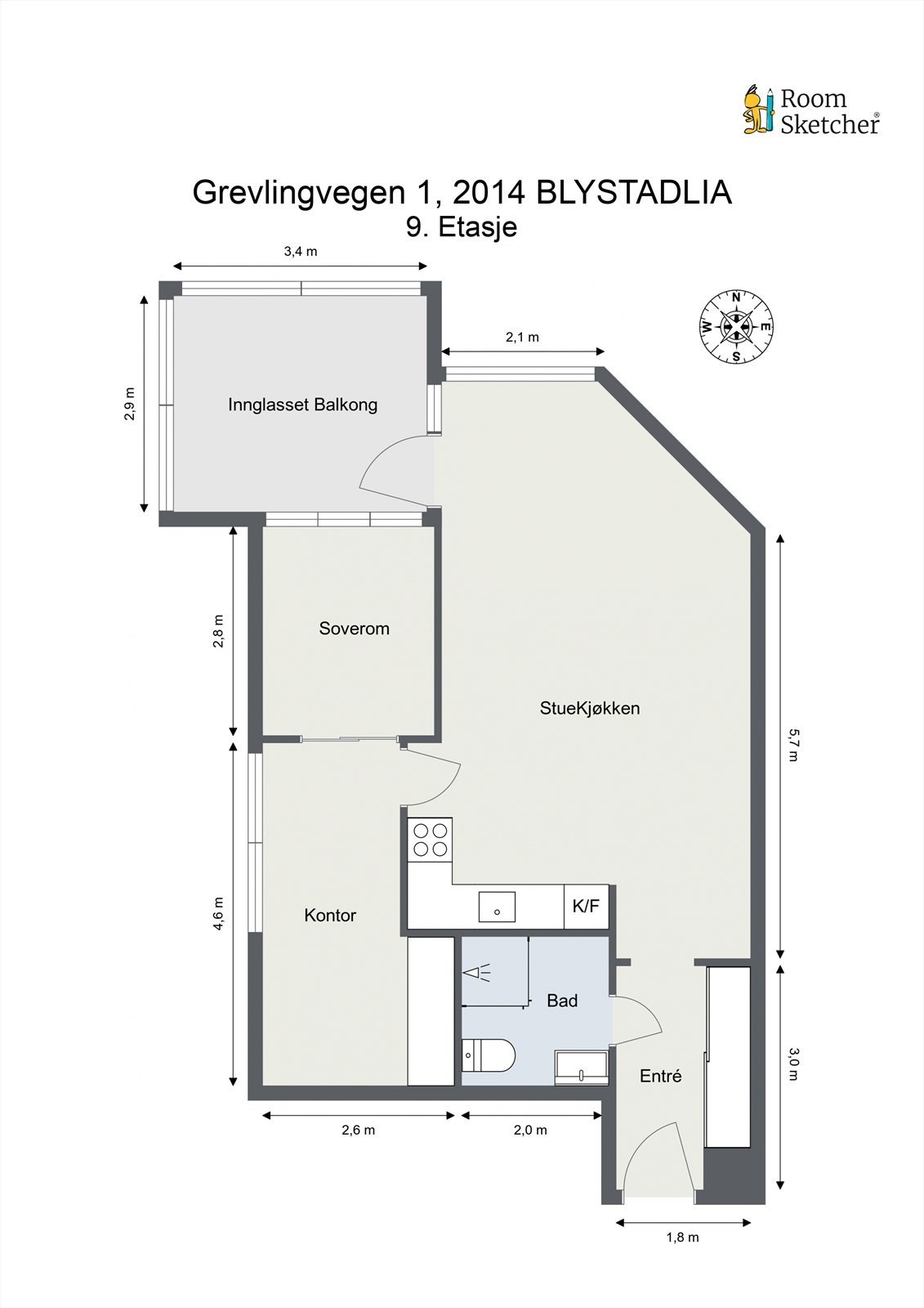Planskisse - Leiligheten disponerer bod i kjeller og har parkeringsplass i garasjekjelleren Galleribilde