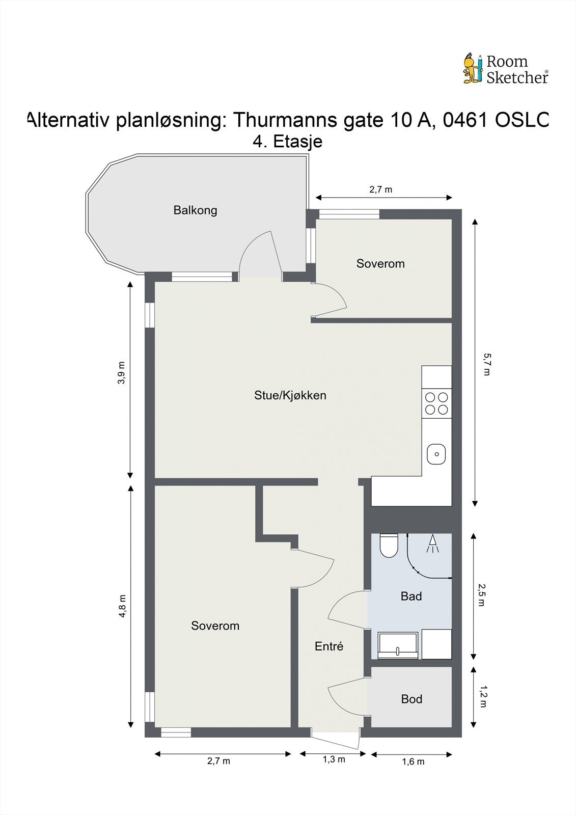 Alternativ planløsning. Mulighet for ekstra soverom! Galleribilde