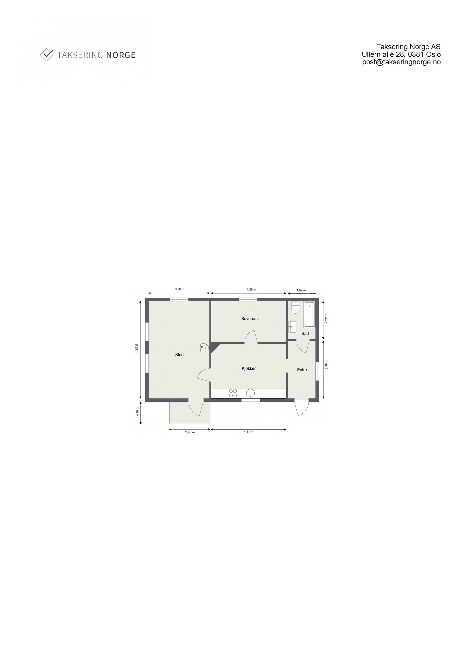 Skisse kårbolig. Arealene er omtrentlige og må kontrollmåles Galleribilde