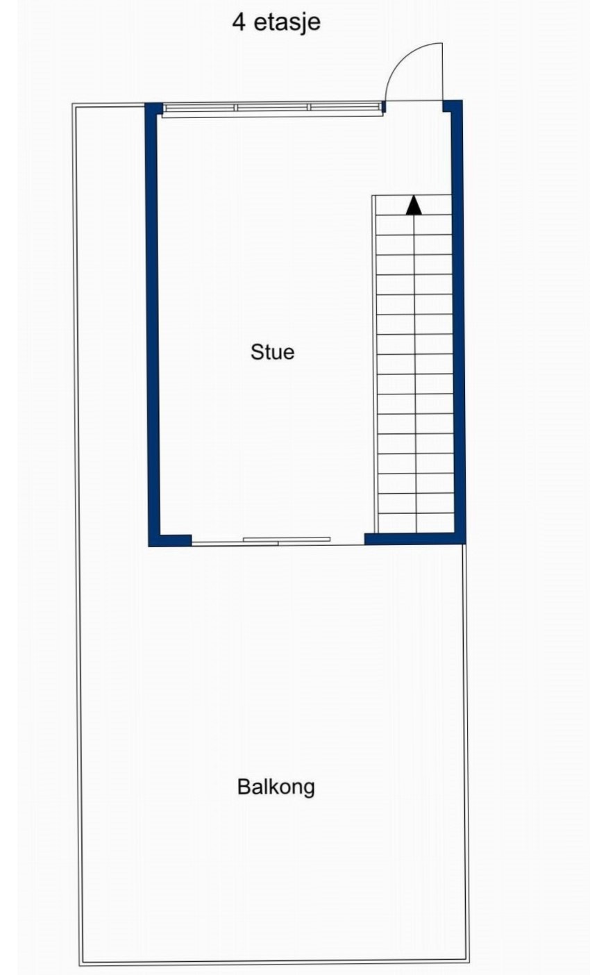 Planillustrasjon, toppetasje (4. etg.) solstue med 2 terrasser Galleribilde