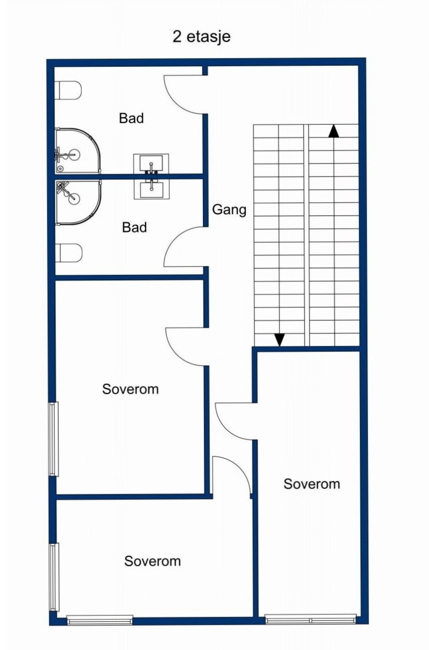 2. etasje med bad- og soveromsavdeling Galleribilde