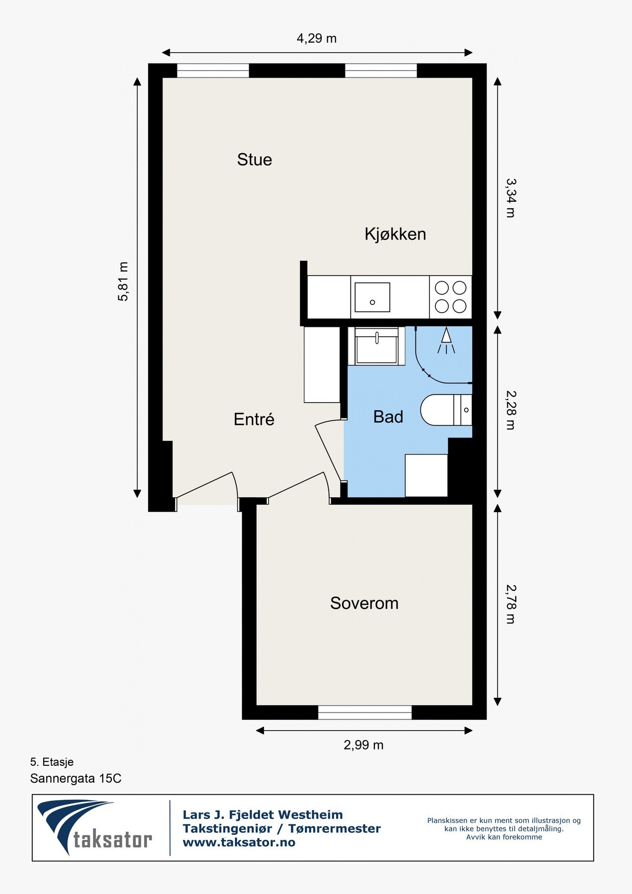 Planløsning med mål. Galleribilde