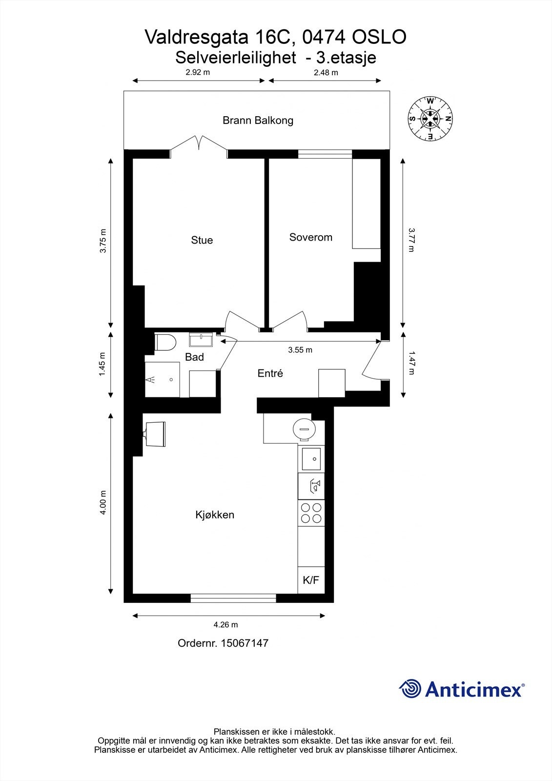 Leiigheten har en god, gjennomgående planløsning. Dagens stue kan fint benyttes som soverom 2. Galleribilde