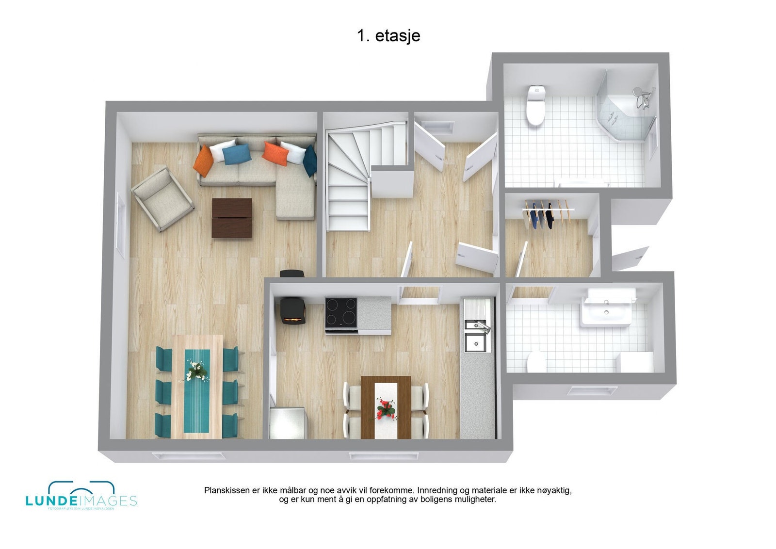 Planskisse 1. etasje 3D - ikke målbar Galleribilde
