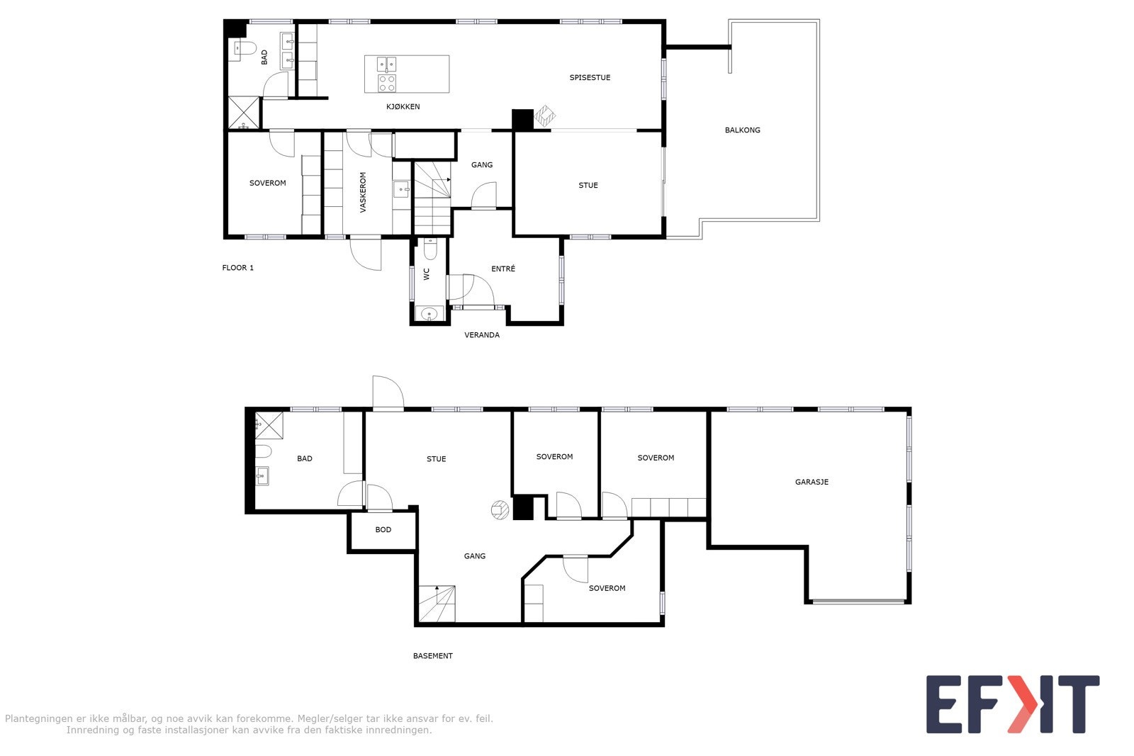 Plantegning - begge plan. Galleribilde