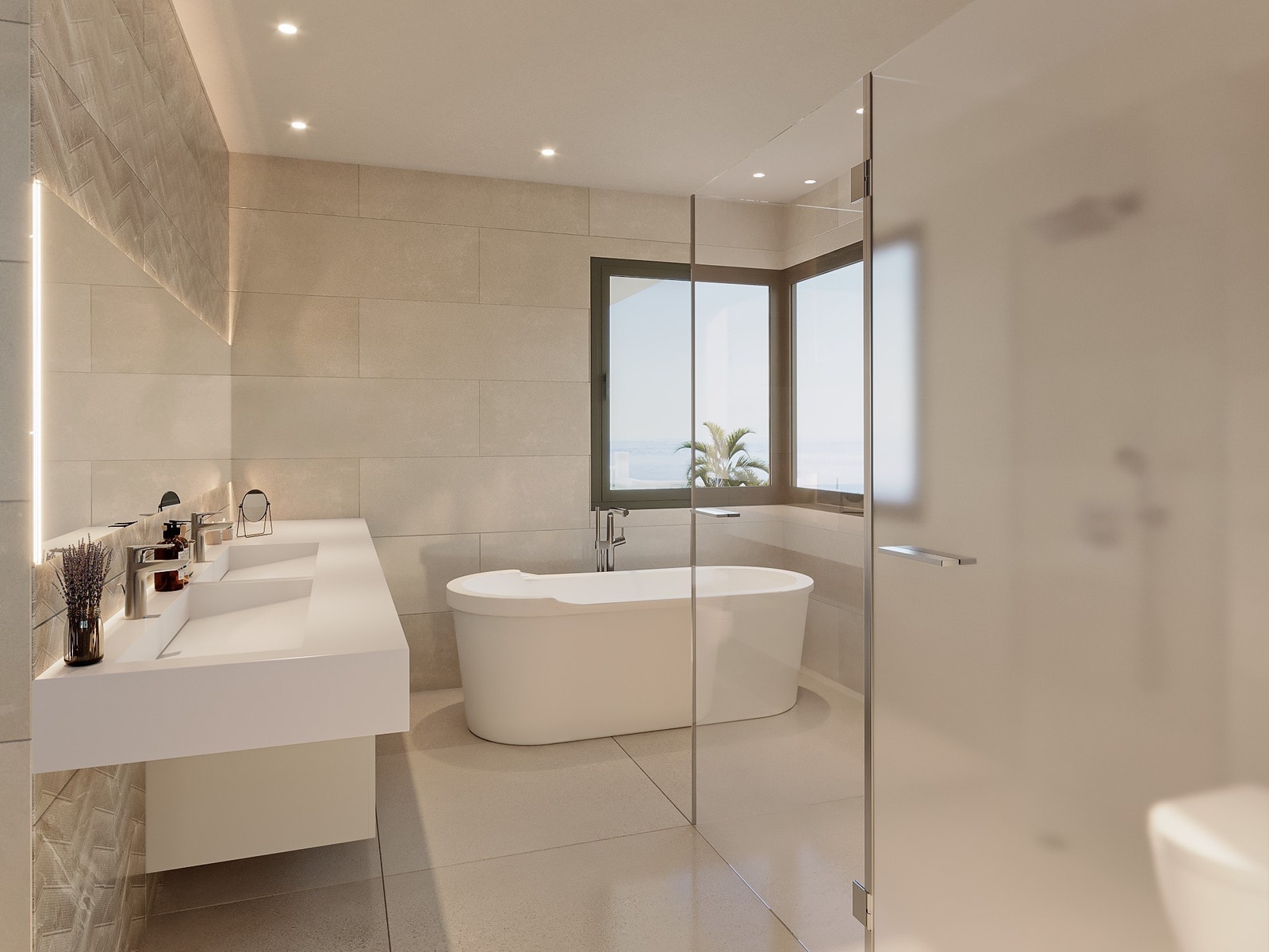 Villa 15 - lyst og trivelig baderom med store fliser og gulvvarme Galleribilde