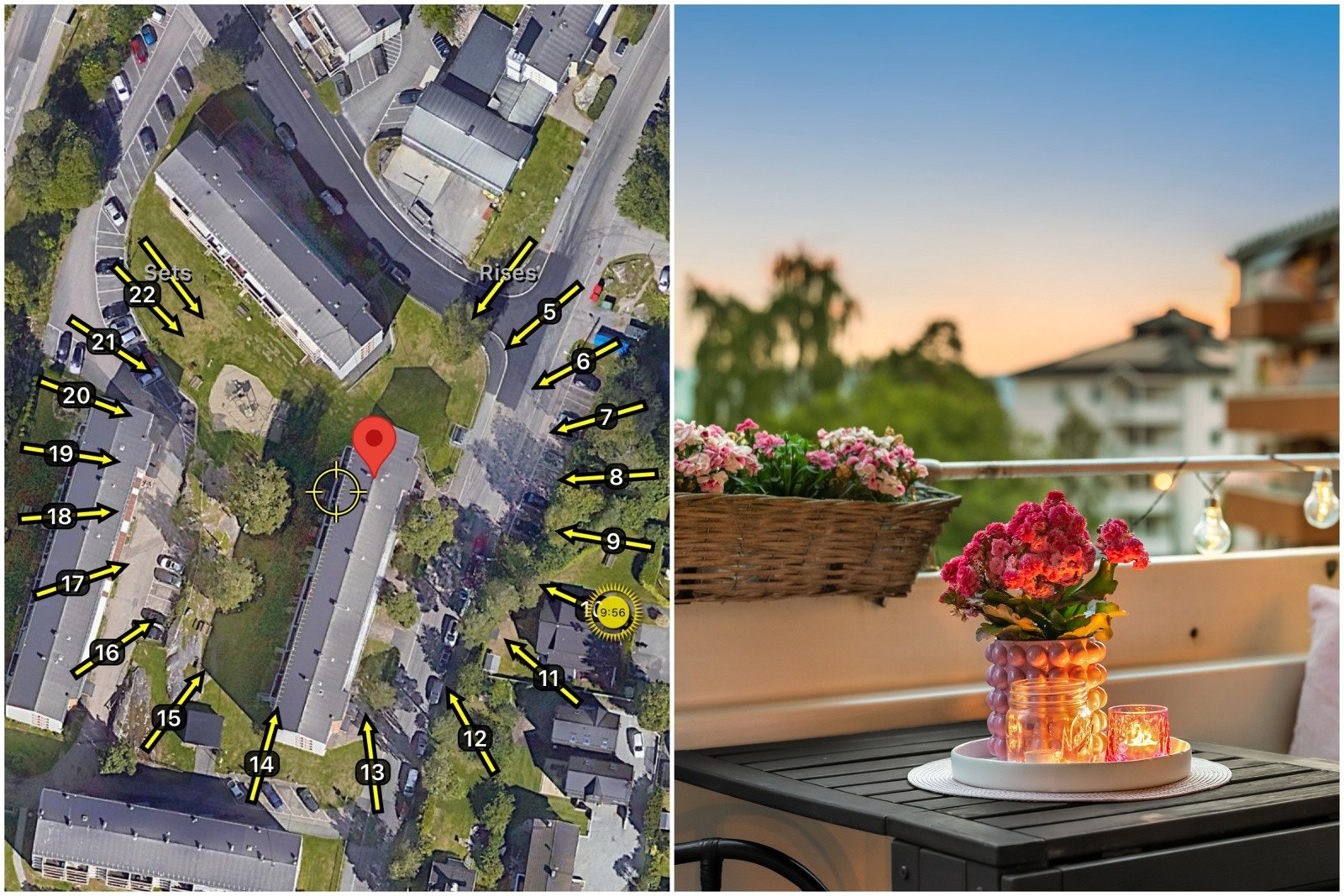 Den vestvendte beliggenheten sørger for meget gode solforhold på balkongen. Det er montert markise i overbygget for solskjerming. Galleribilde