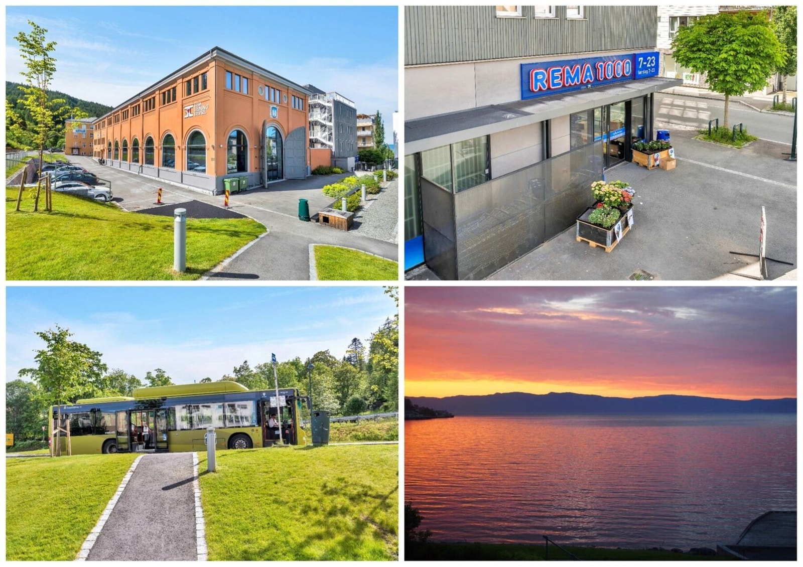 Like ved leiligheten har man også treningssenter (3T og EasyFit), flere dagligvarebutikker (også søndagsåpen), både buss- og trikkestopp - og ikke minst et fantastisk fargespill på himmelen! Galleribilde