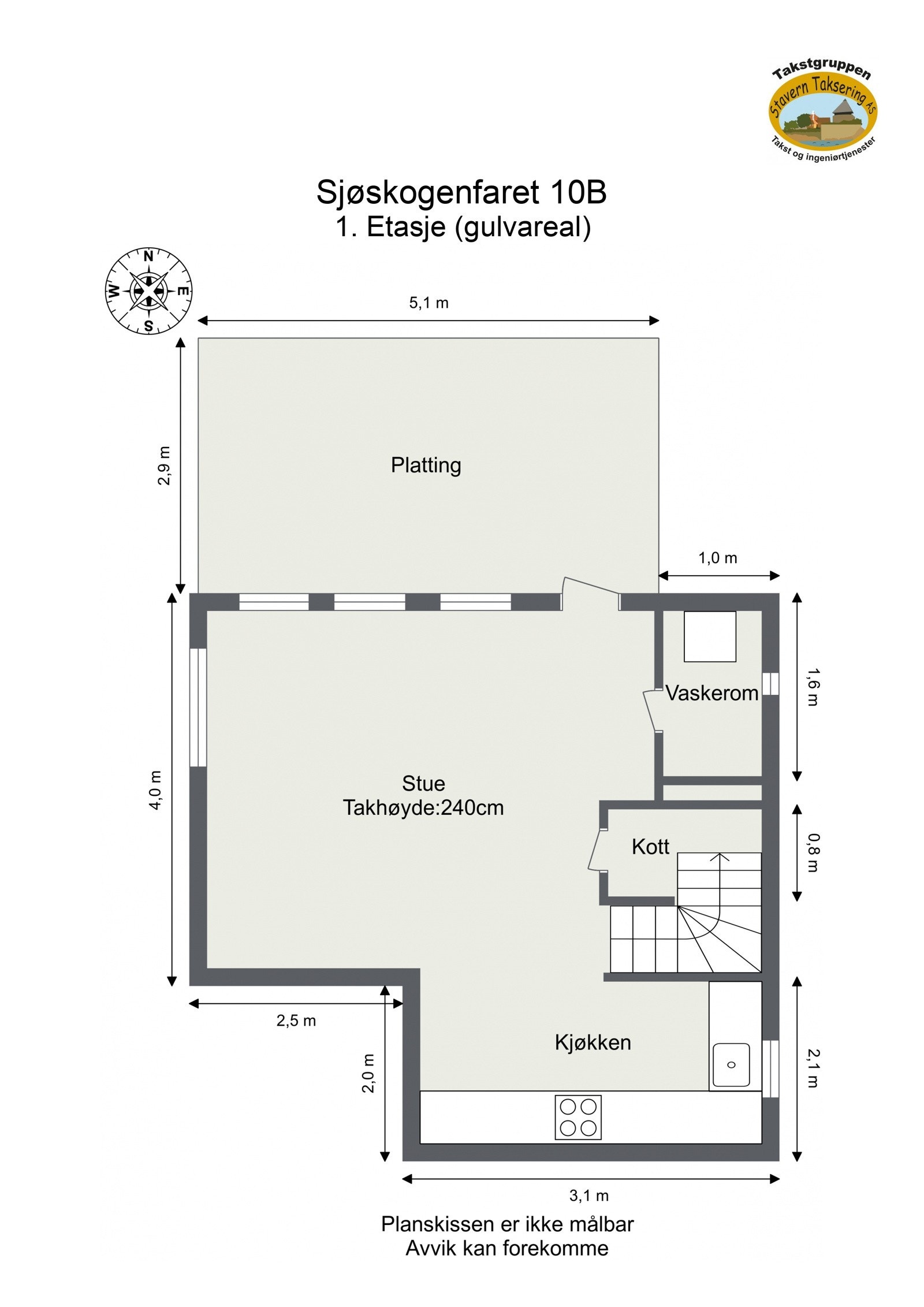 Floorplan letterhead - Sjøskogenfaret 10B - 1. Etasje (gulvareal) - 2D Floor Plan Galleribilde