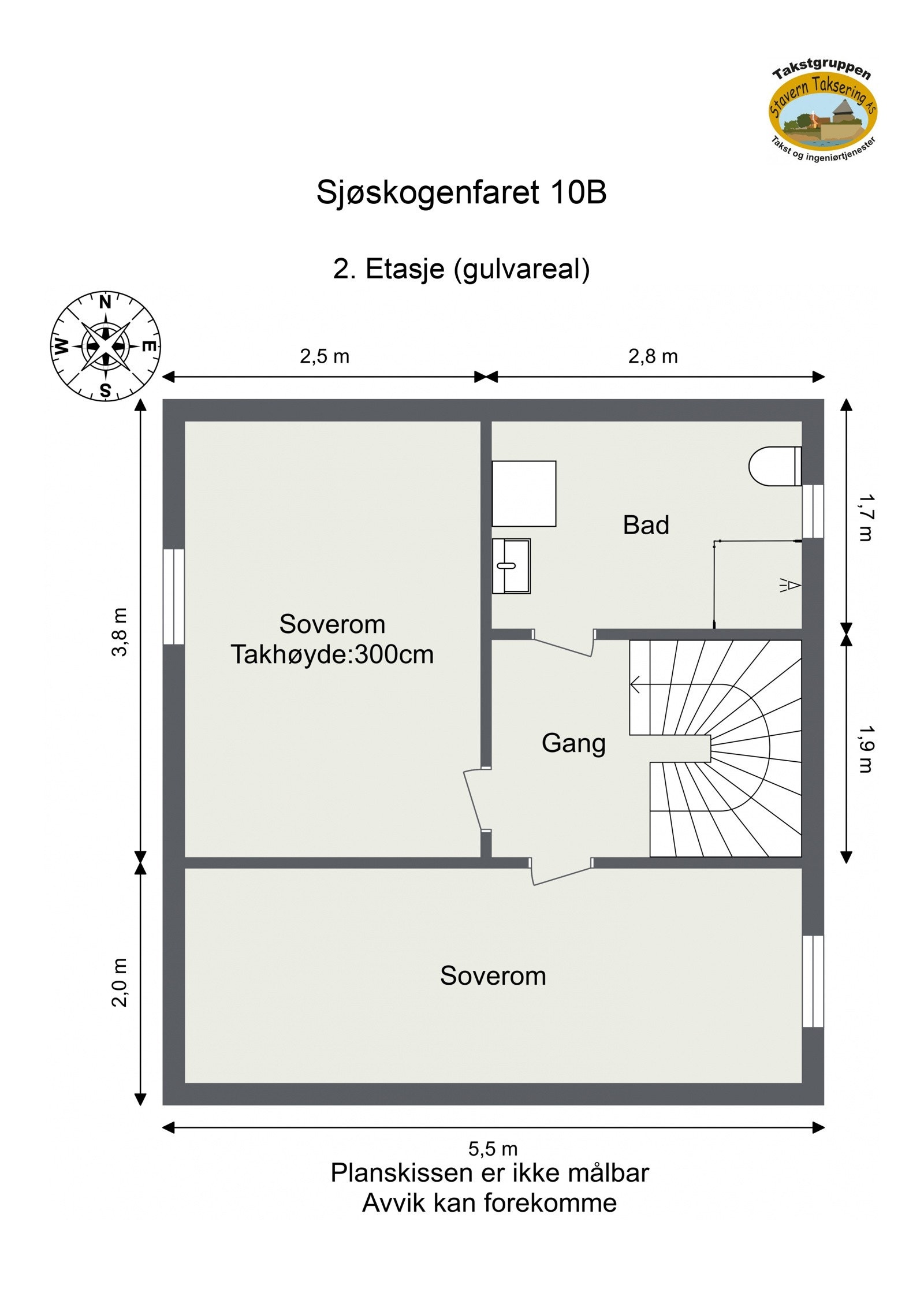 Floorplan letterhead - Sjøskogenfaret 10B - 2. Etasje (gulvareal) - 2D Floor Plan Galleribilde