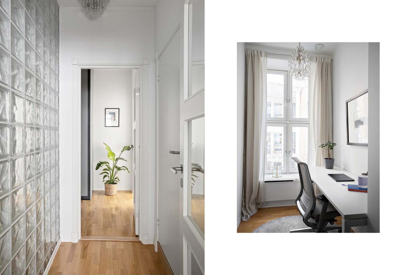 Praktisk nisje tilknyttet soverom innredet med kontor. Galleribilde