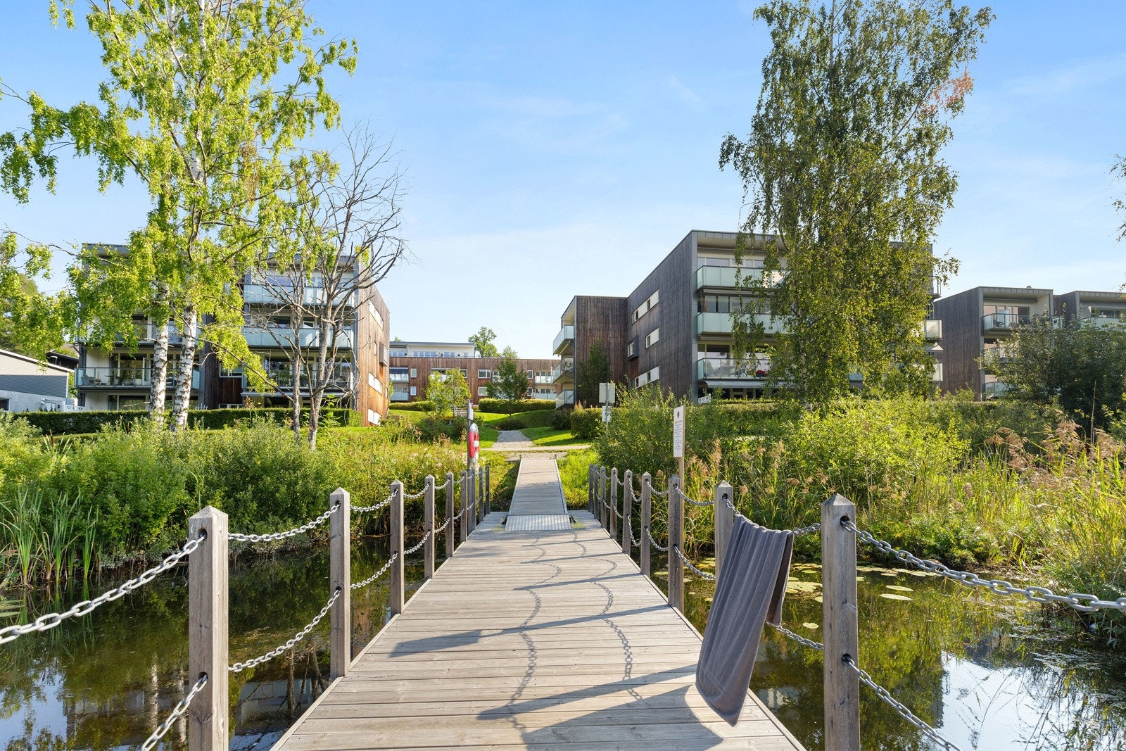 Fin badeplass rett ved leiligheten med brygge og badetrapp. Galleribilde