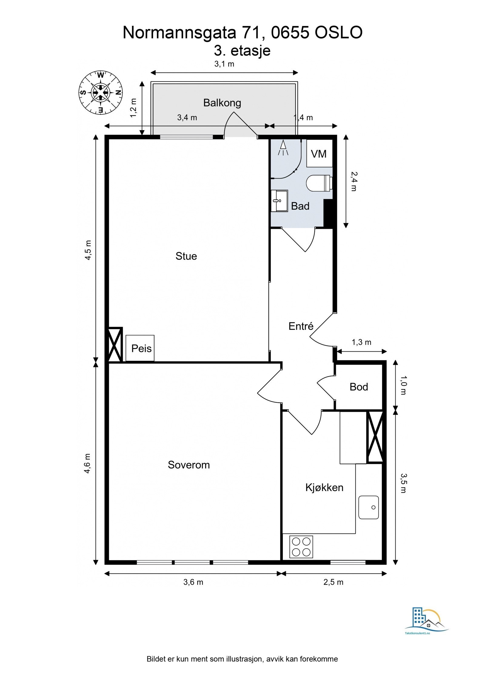 - Plantegning til orientering. Disponibel kjellerbod på ca. 7kvm samt loftsbod med gulvareal på ca. 7kvm - Galleribilde