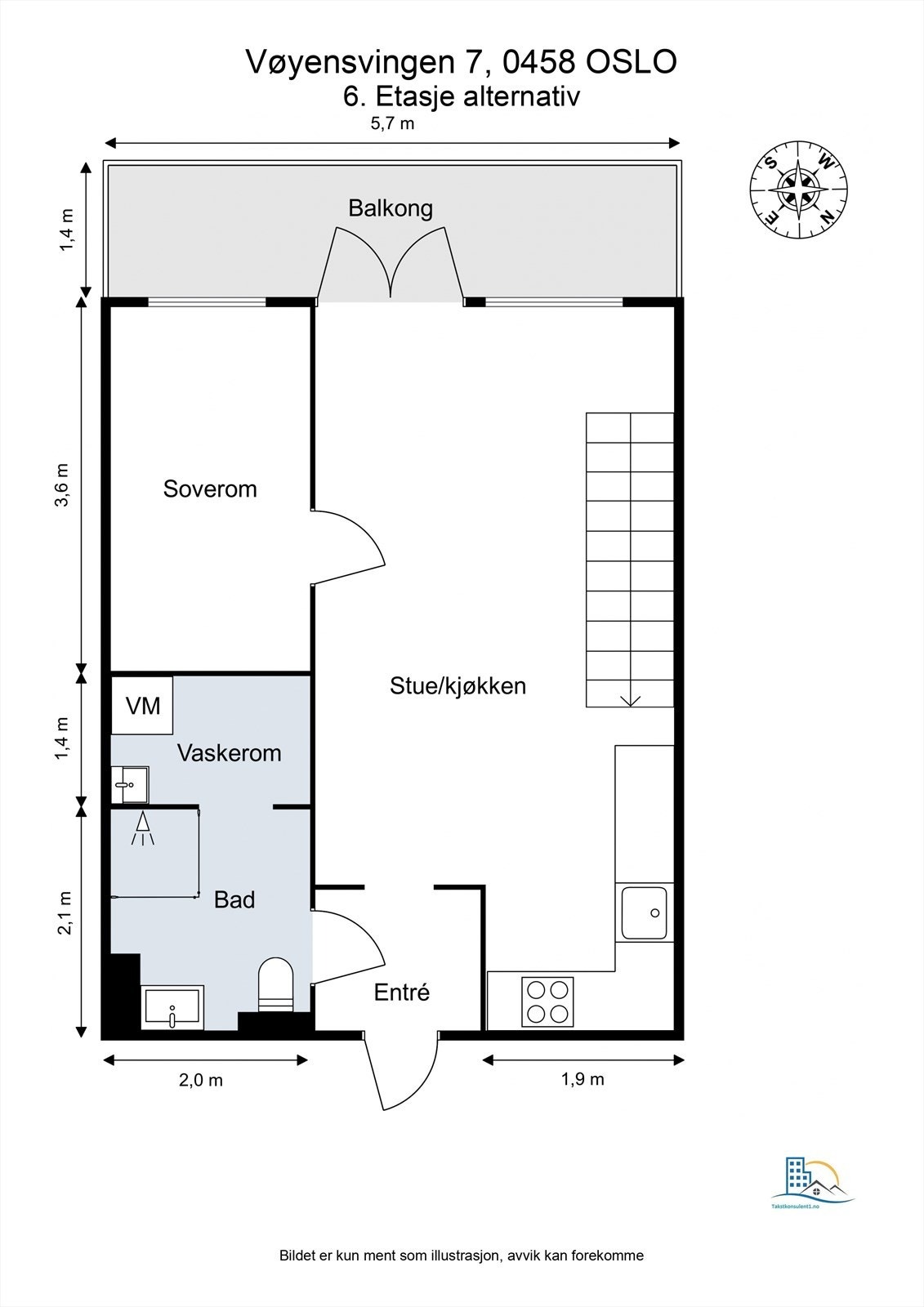 - Alternativ plantegning 6. etasje - Galleribilde
