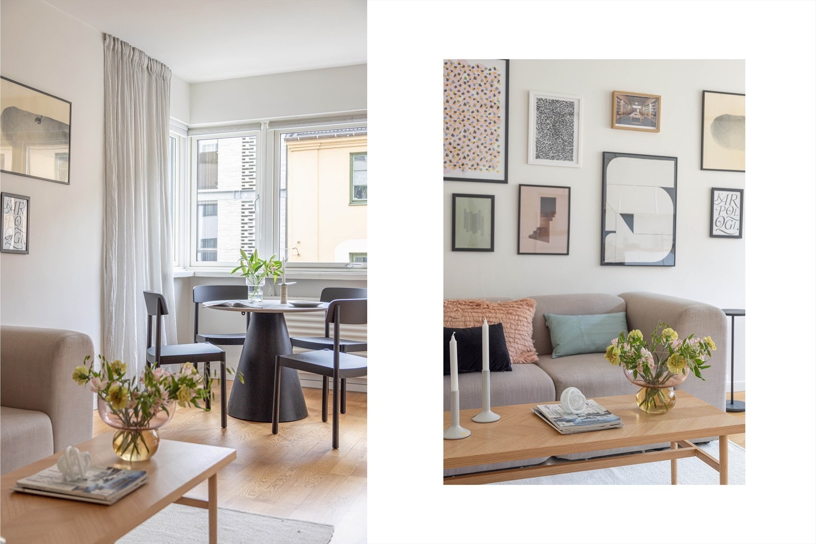 Det er gjennomgående tidsriktig stil i alle rom med overflater i lyse og moderne farger. Galleribilde
