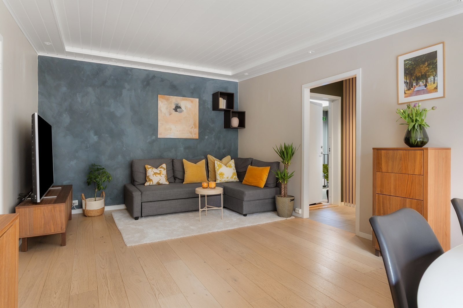 Naturlig plass for TV og sofagruppe. Galleribilde