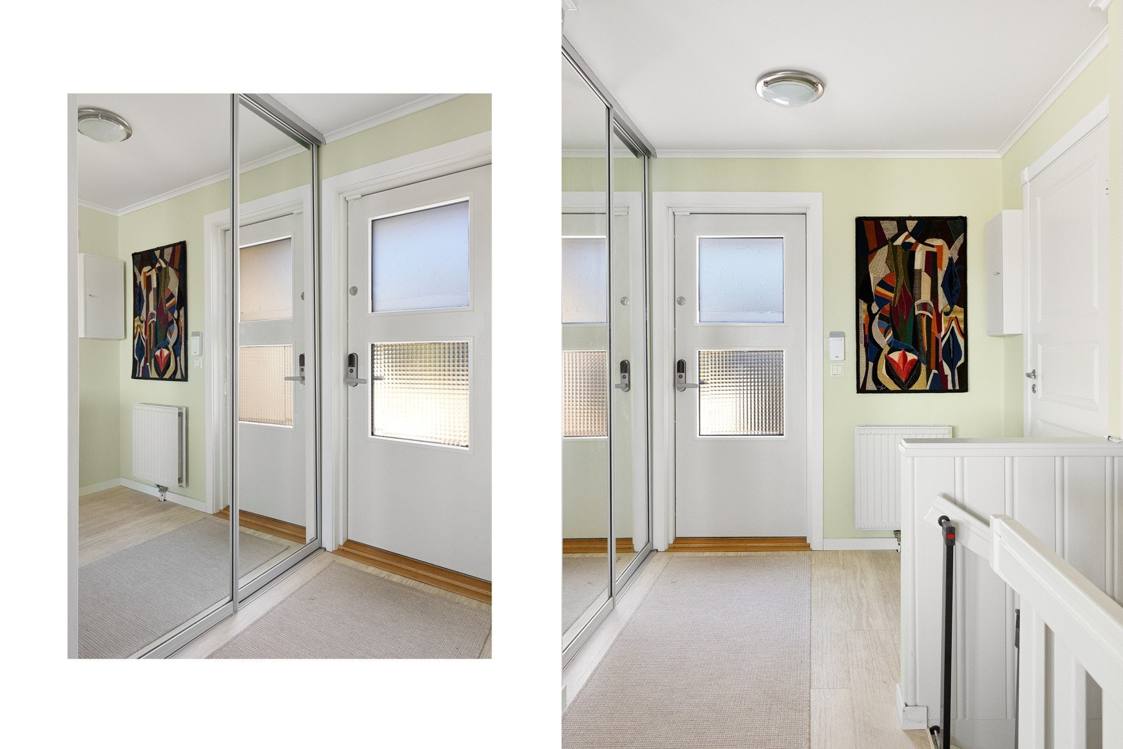 Koselig inngangsparti med skyvedørsgarderobe med speilfronter Galleribilde