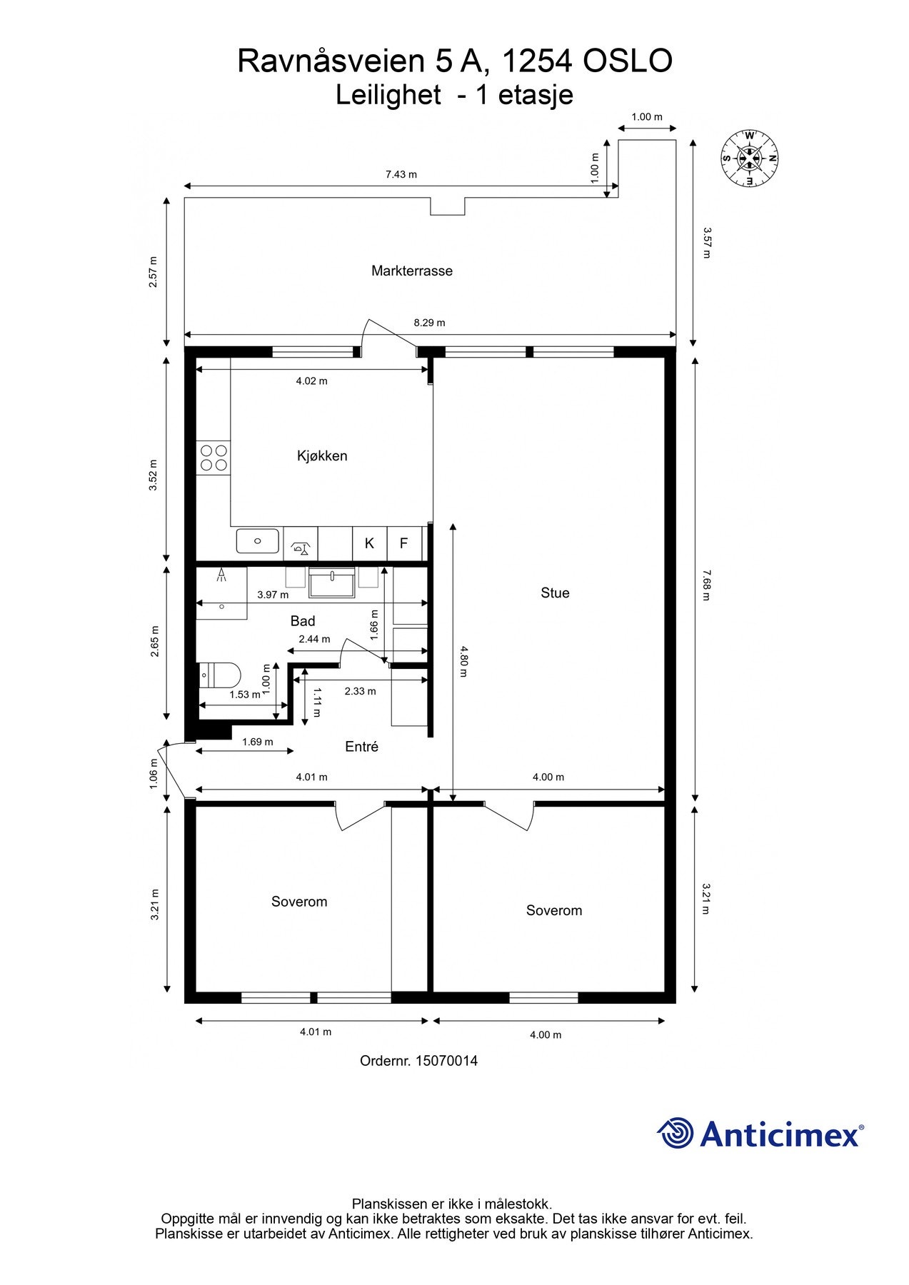 Plantegning. BRA-i 90 kvm, BRA-e 8 kvm, BRA 98 kvm, TBA 22 kvm (terrasse). Galleribilde