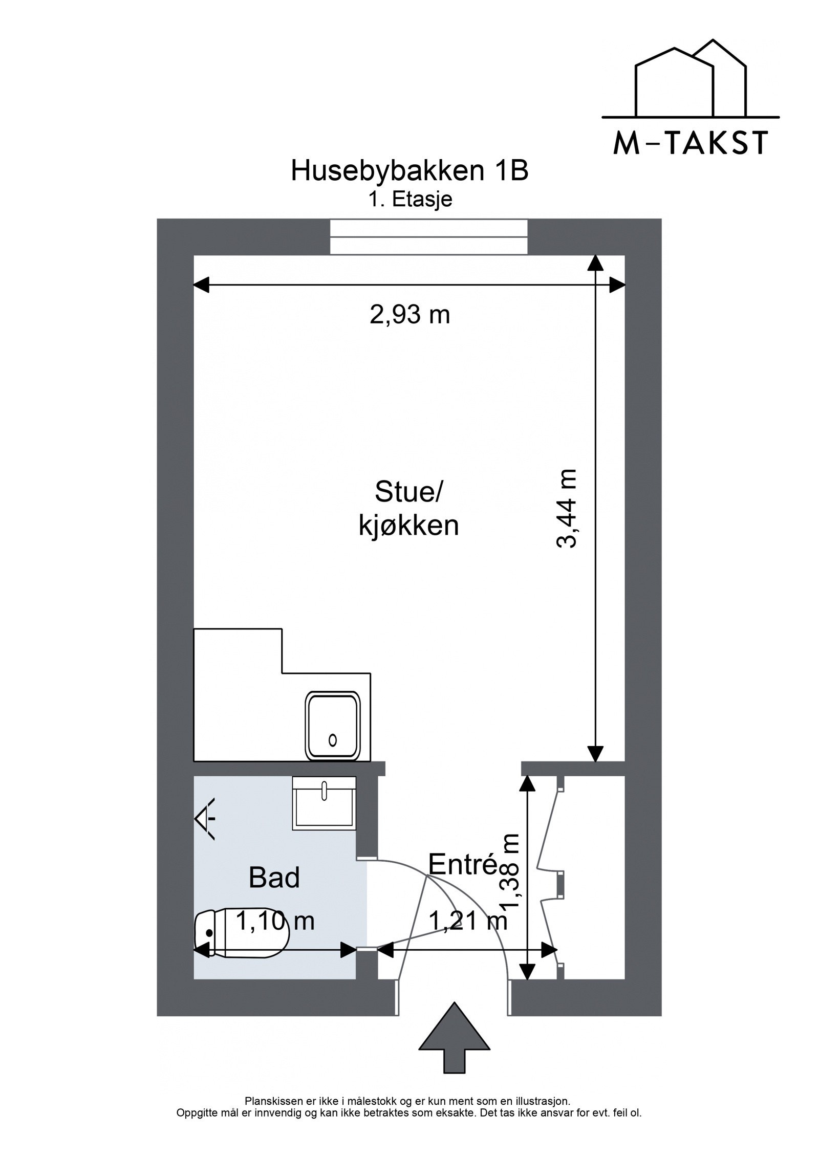 Plantegning - Husebybakken 1B - 1. Etasje Galleribilde
