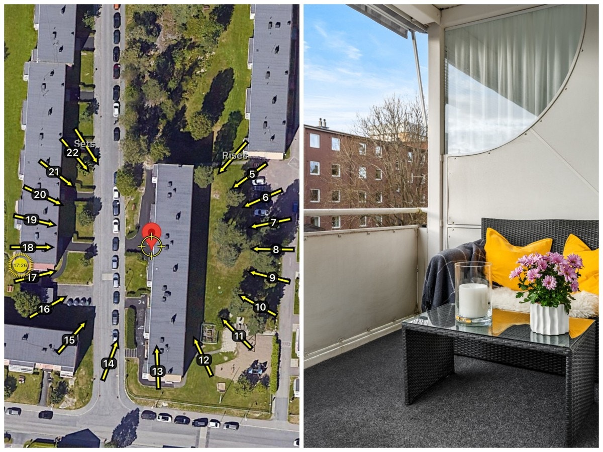 Den vestvendte beliggenheten sørger for meget gode solforhold. Det er tillatt å grille med gass- og elektrisk grill på balkongene Galleribilde