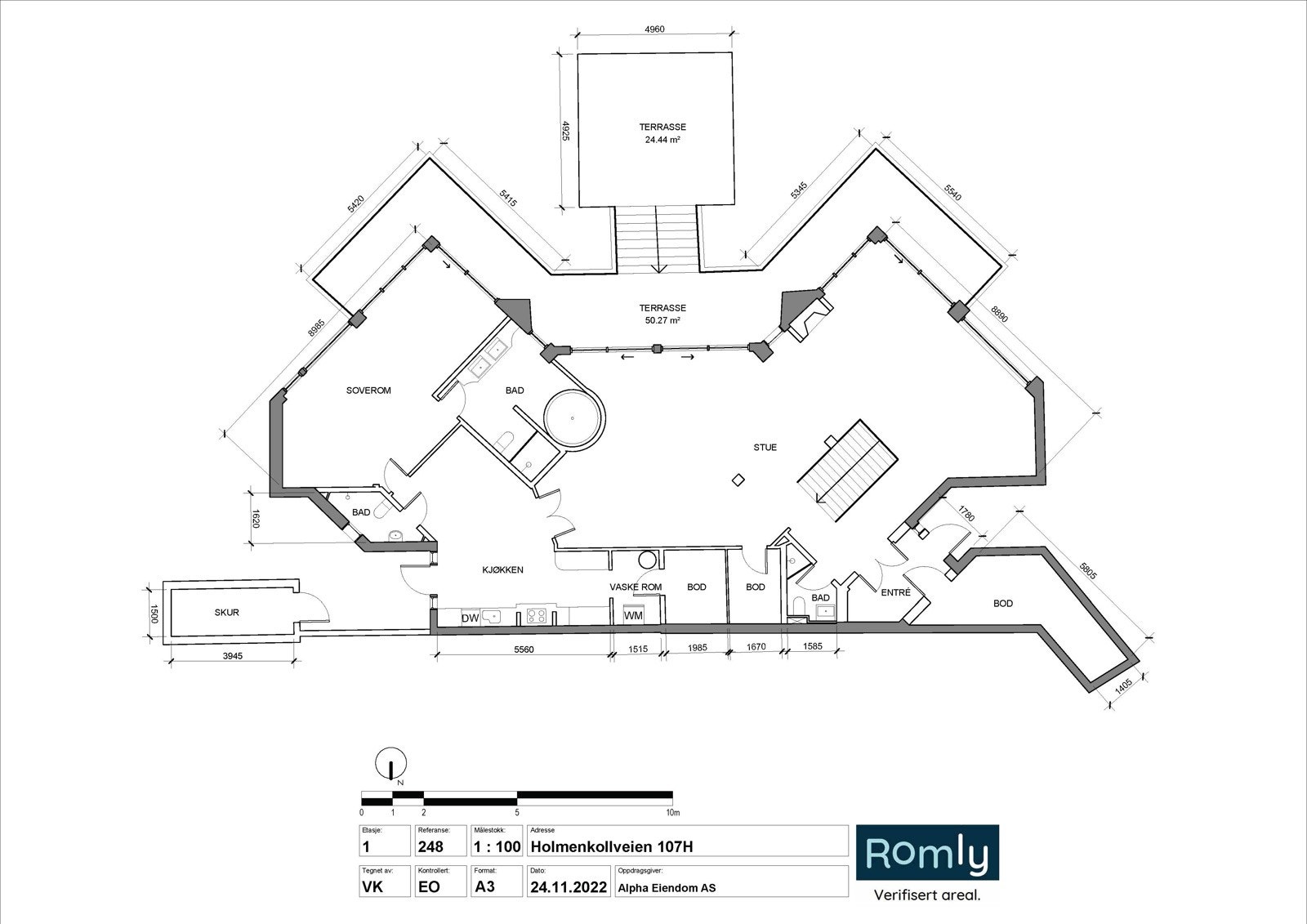 Plantegning hovedetasje (215 kvm BRA) Galleribilde