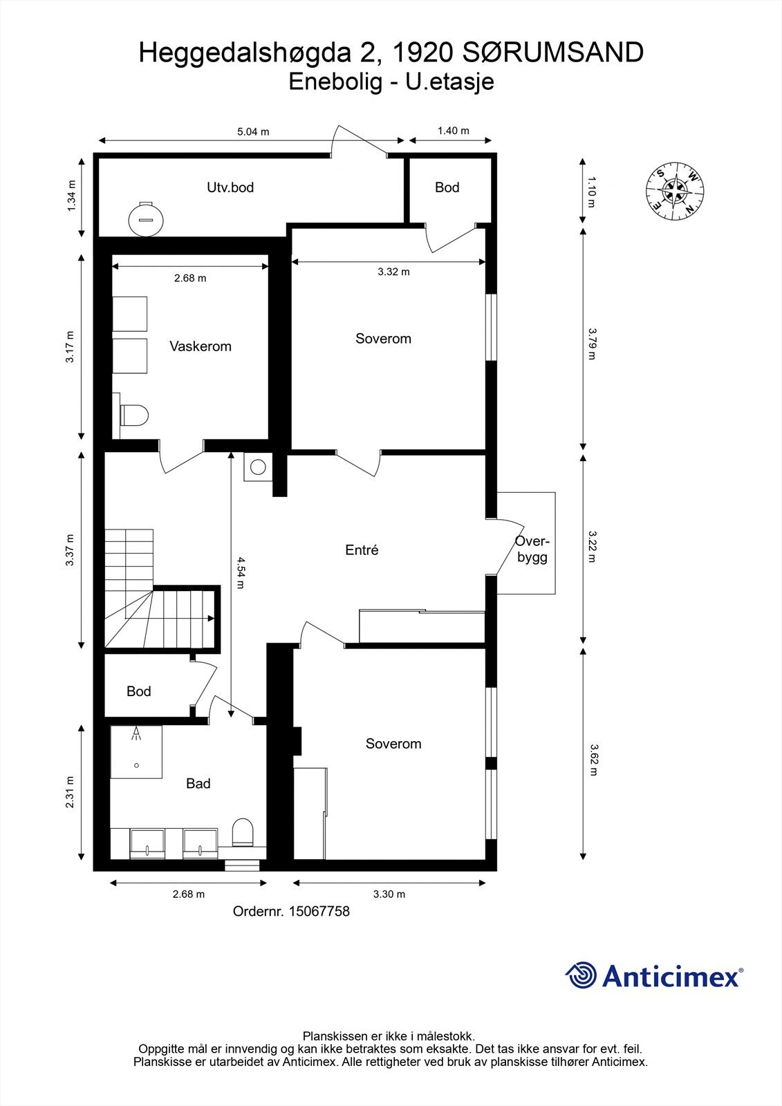 U
.etasje inneholder: Stor hall, 2 soverom, vaskerom, bad og bod Galleribilde
