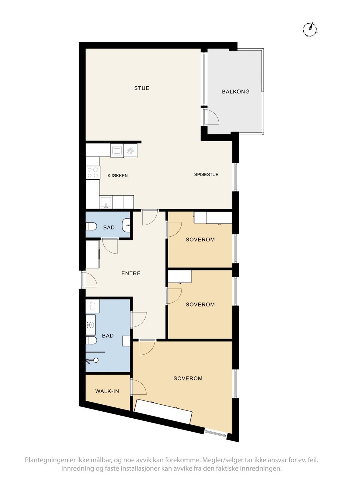 Plantegning - Leiligheten ligger i byggets 4.etasje. Galleribilde