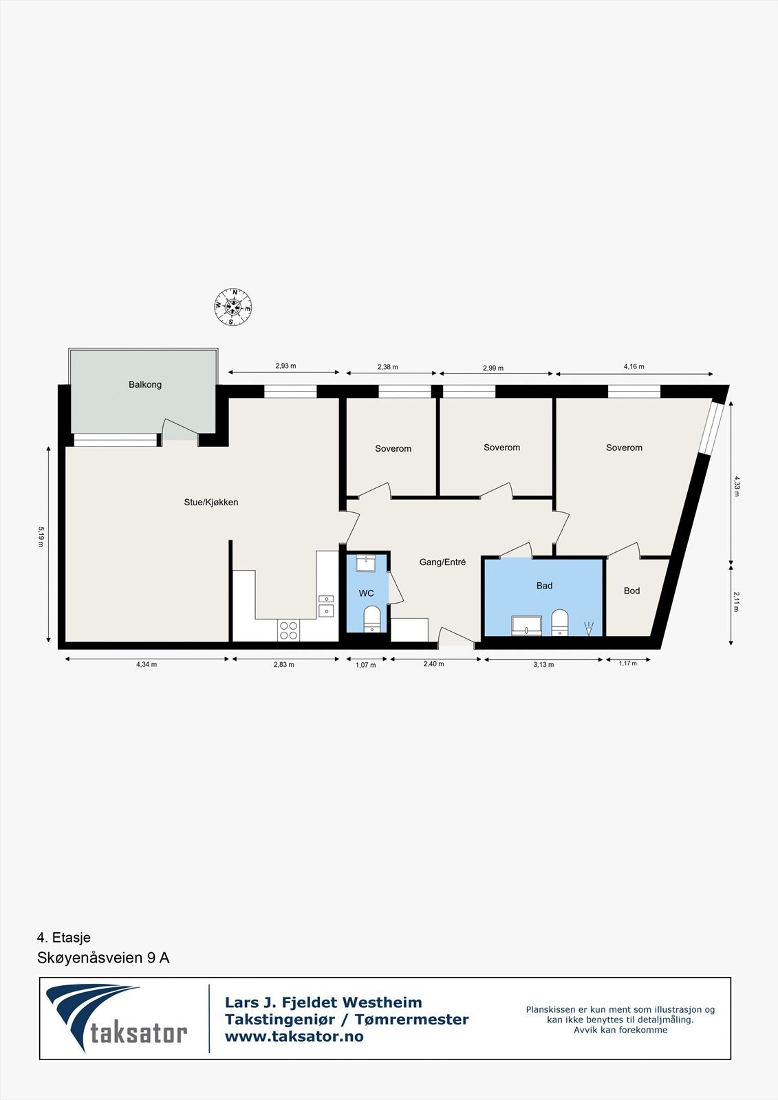 Plantegning med mål. Galleribilde