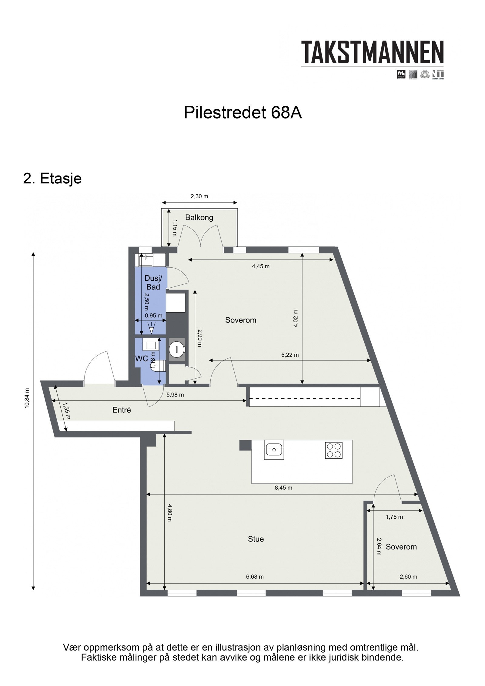 Plantegning. Boligen ligger i byggets 2. etasje. Galleribilde