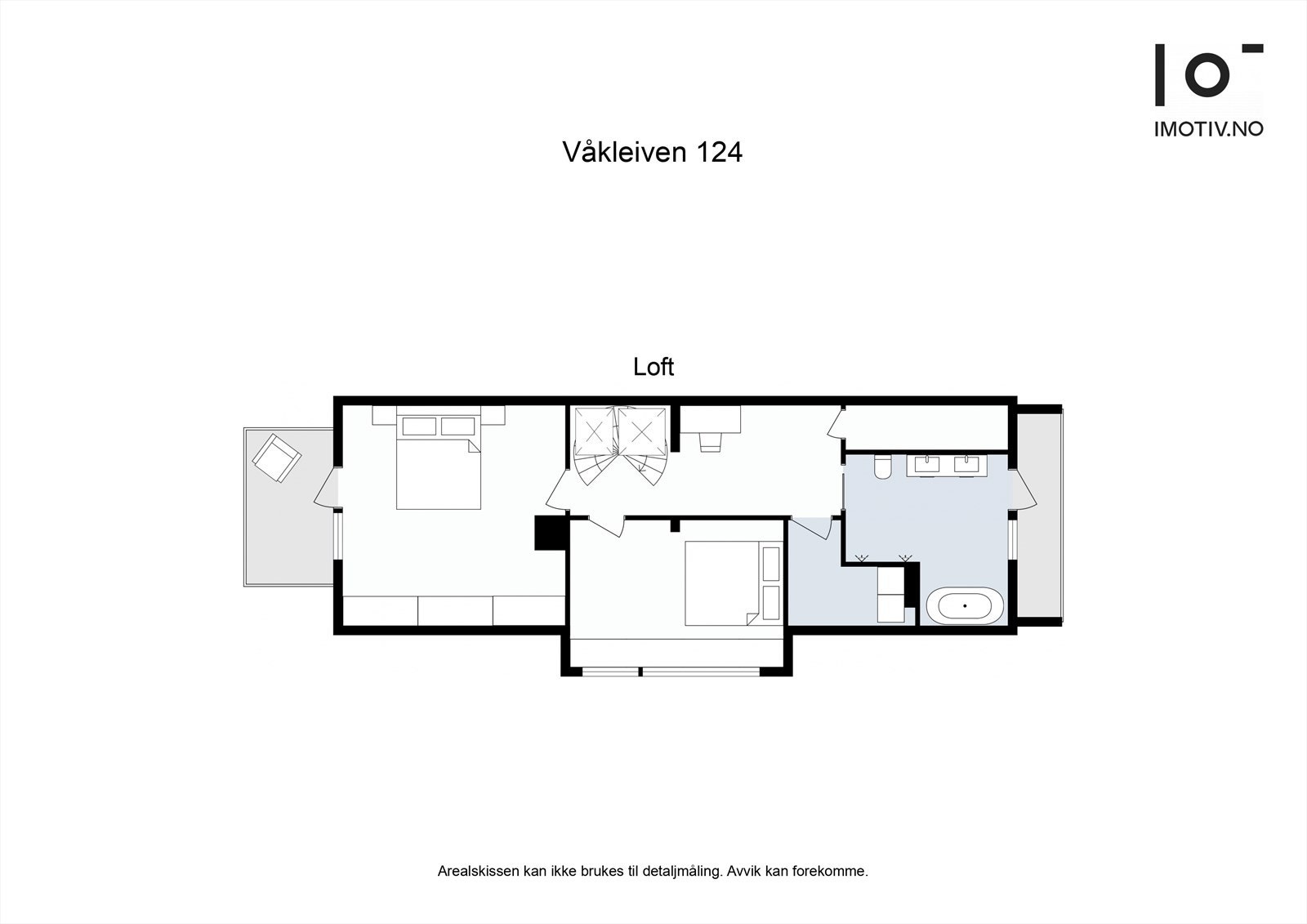 Alternativ plantegning for 3.etasje hvor det er mulighet for et ekstra soverom, og som viser plassering av badekar Galleribilde