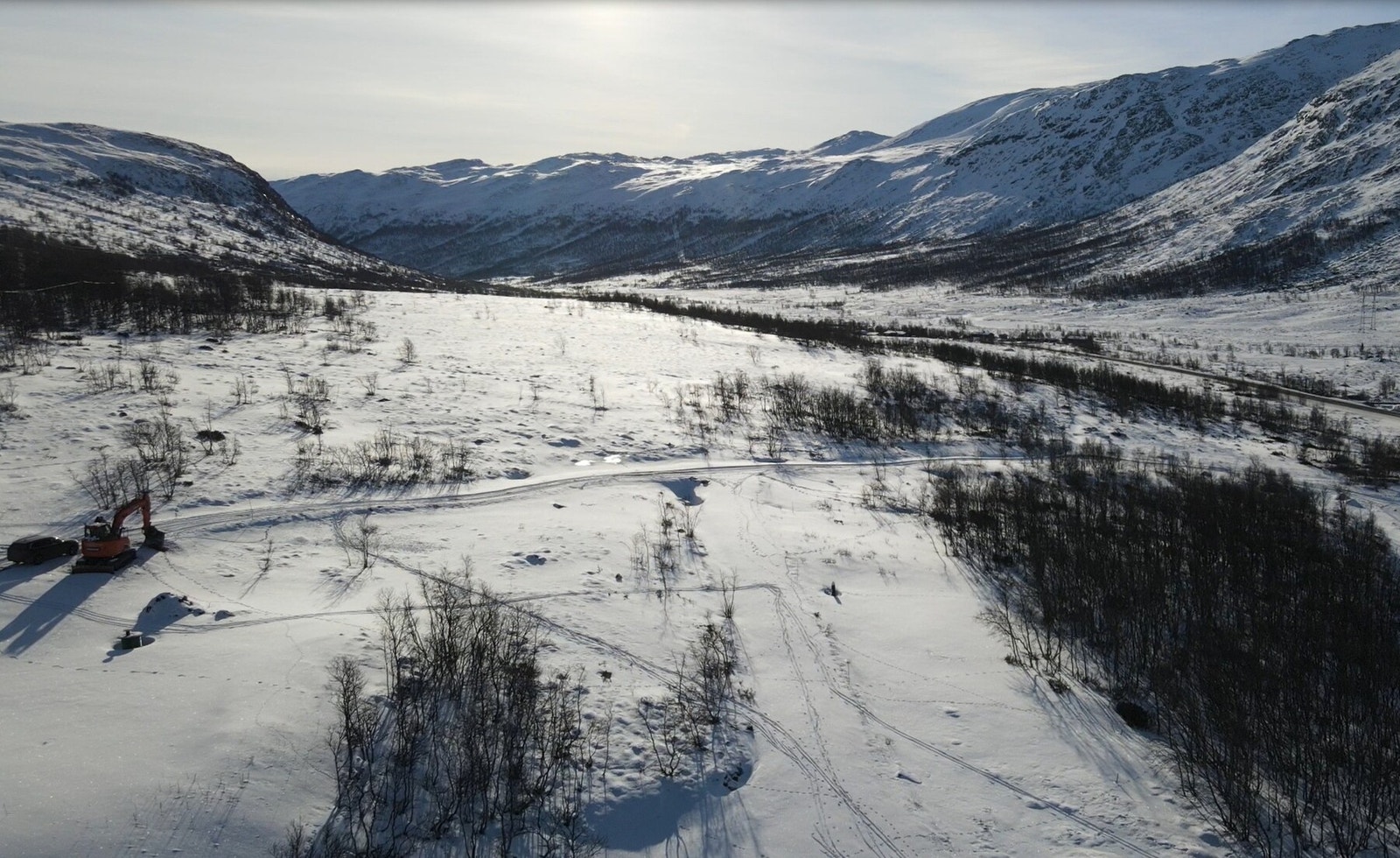 Dronefoto over tomteområdet Galleribilde