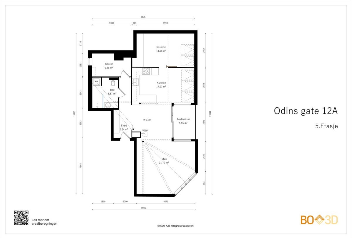 Plantegning - Gulvareal på 86 kvm Galleribilde