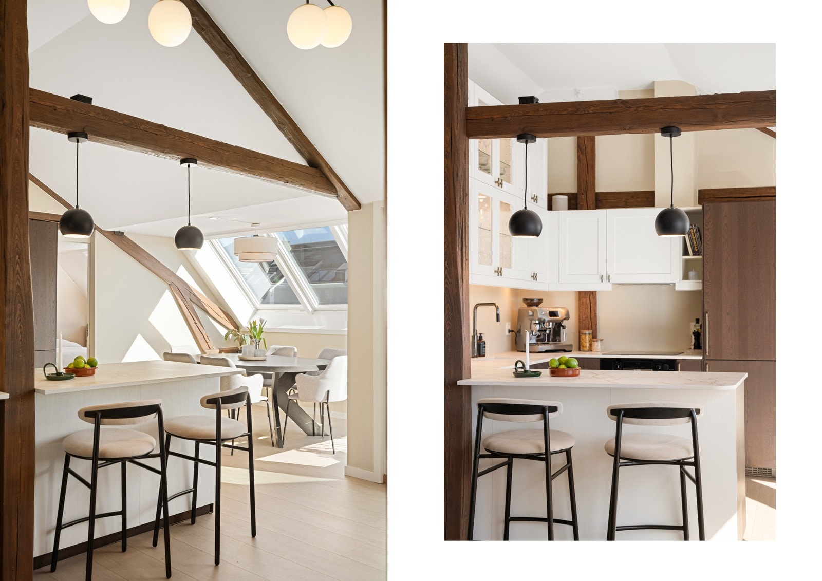 Tidsriktig kjøkken med laminerte fronter og keramisk benkeplate fra Nerostein med underlimt oppvaskkum og nedfelt induksjon koketopp Galleribilde