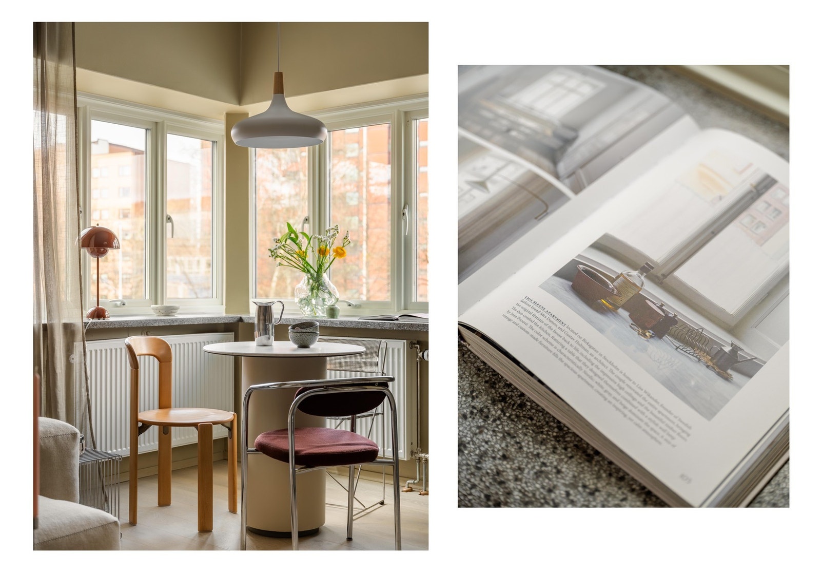 Leiligheten ligger i en svært høy 1. etasje uten direkte innsyn fra veien utenfor eller forbipasserende. Det er fritt utsyn mot hyggelige grøntområder og frodige trær. Galleribilde