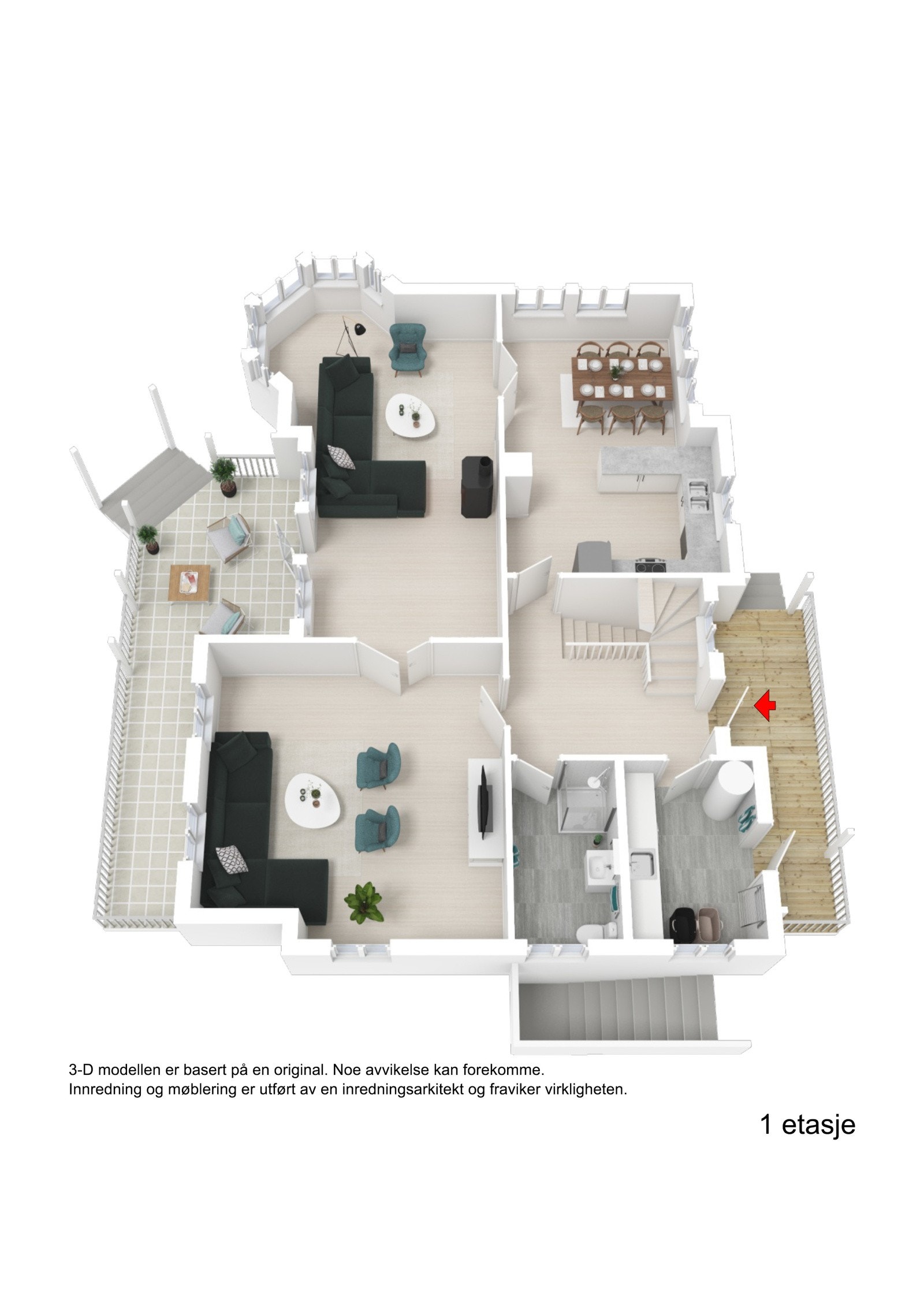 Plantegning 1 etasje 3D Galleribilde