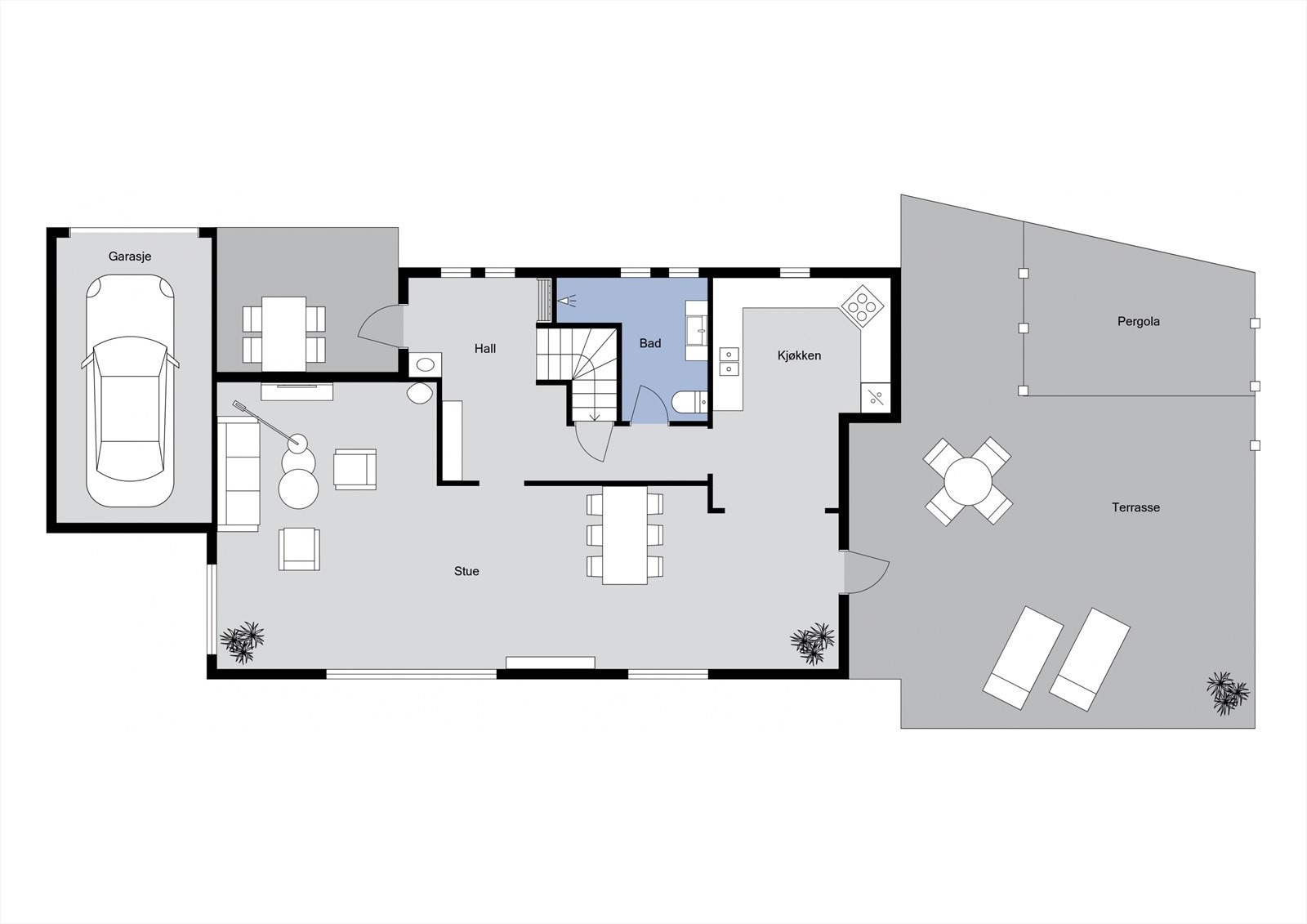 Planløsning hovedetasje Galleribilde