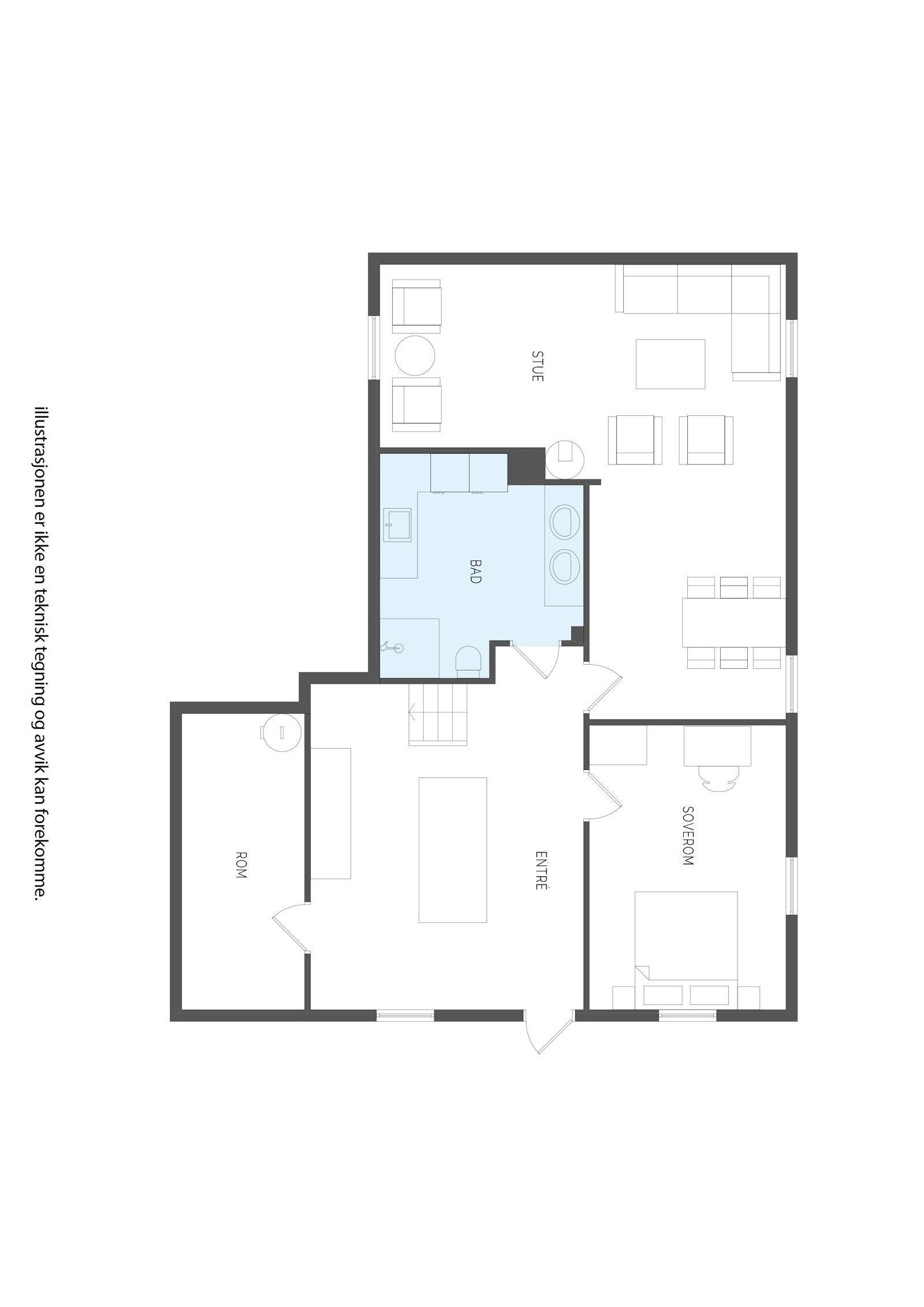 Plantegning underetasje - MERK: Rommene i underetasjen er ikke omsøkt Galleribilde