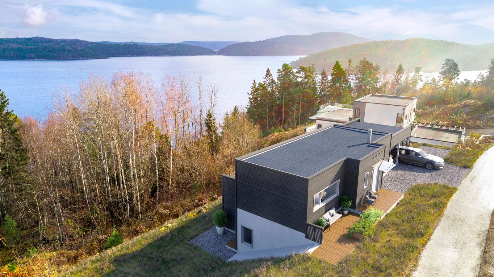 Nyoppført moderne enebolig. Galleribilde