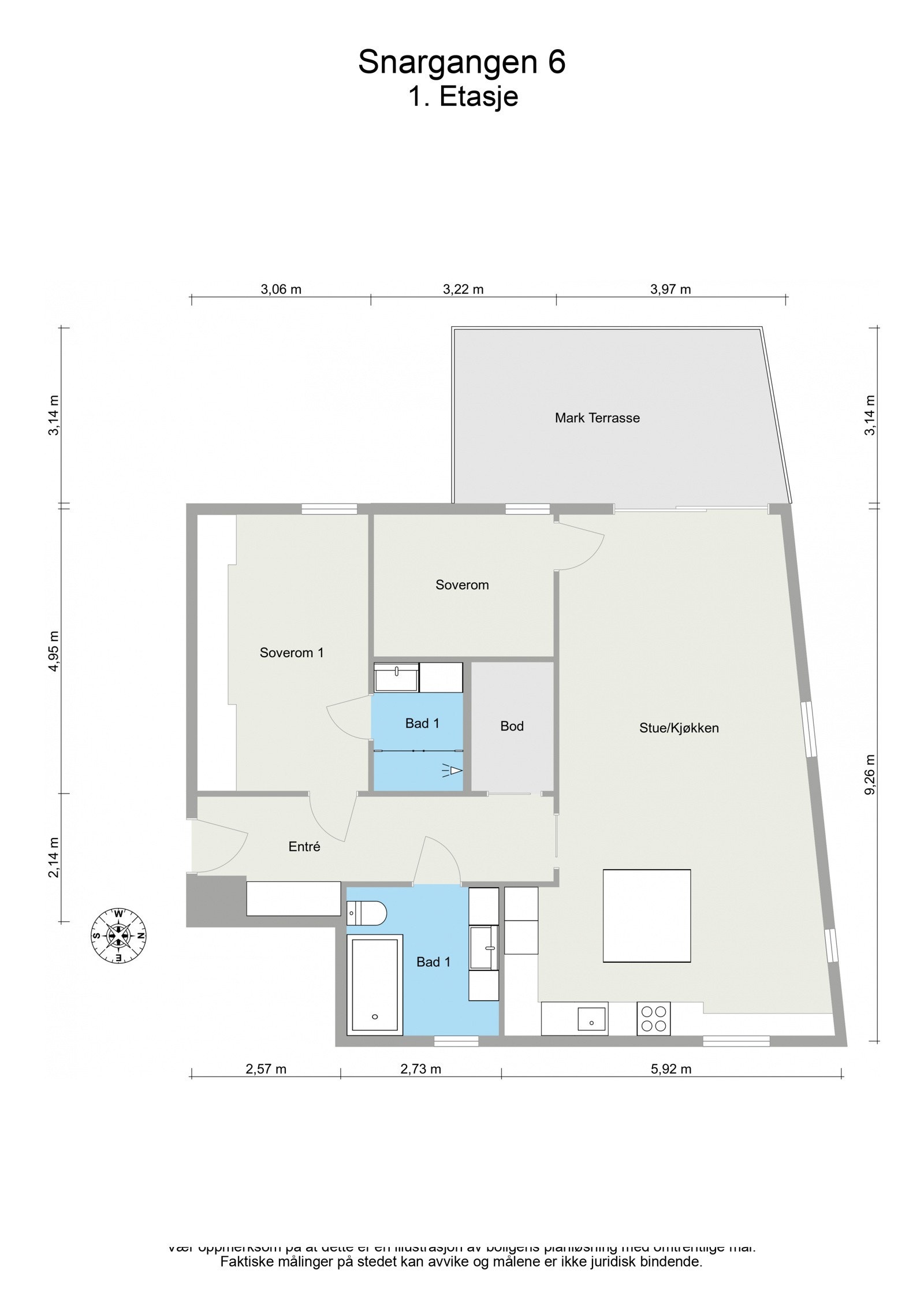 Snargangen 6 - 1. Etasje - 2D Floor Plan Galleribilde