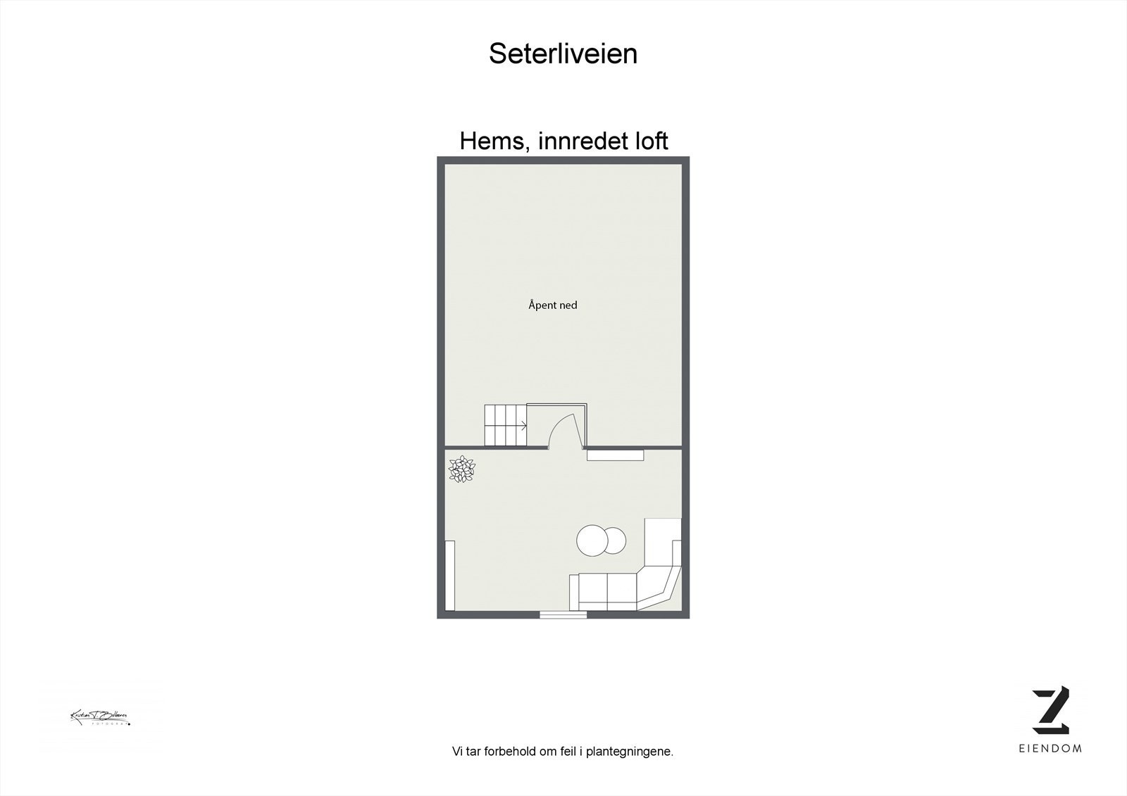 Plantegning - Hems, innredet loft Galleribilde