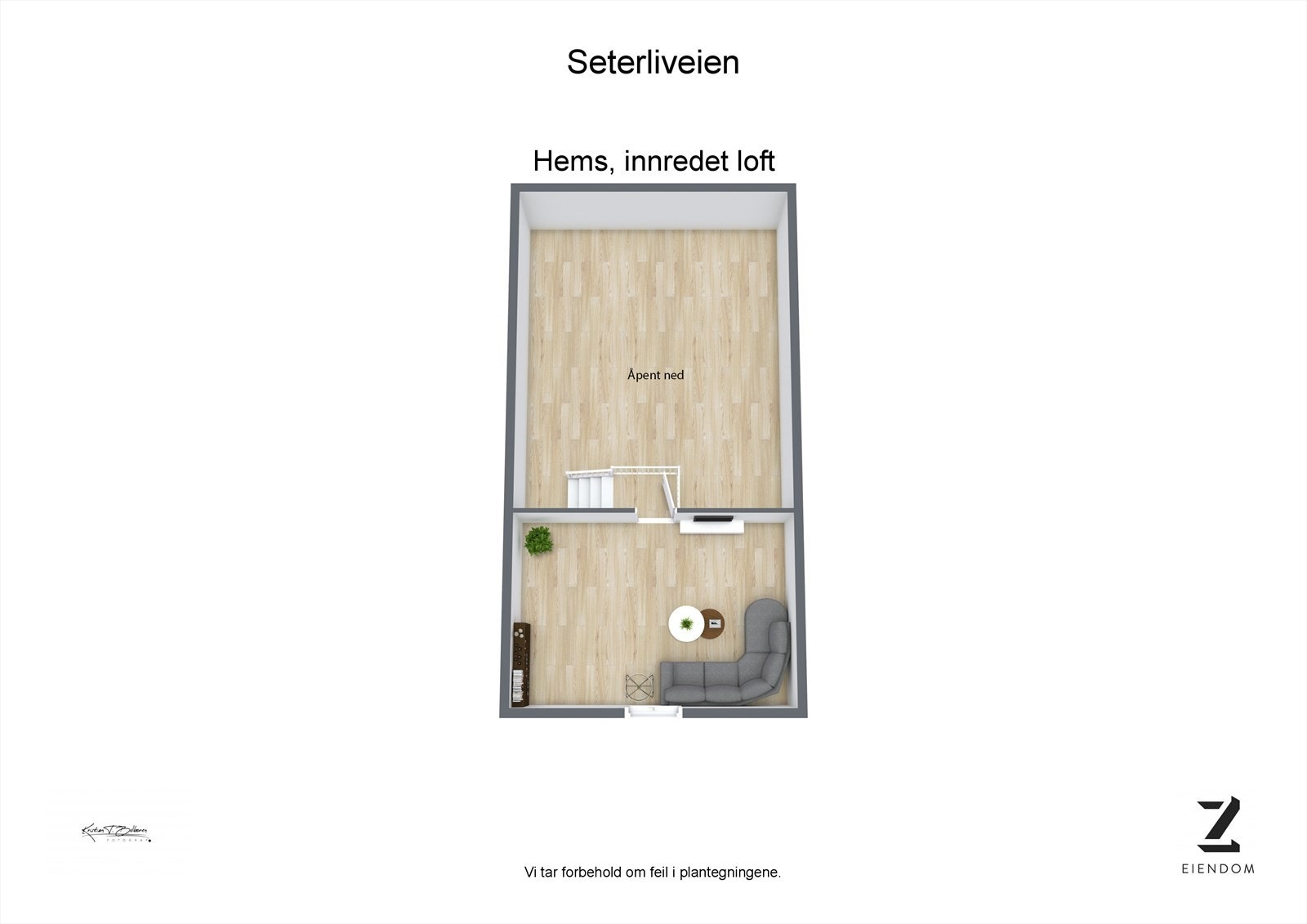 Plantegning - Hems, innredet loft Galleribilde