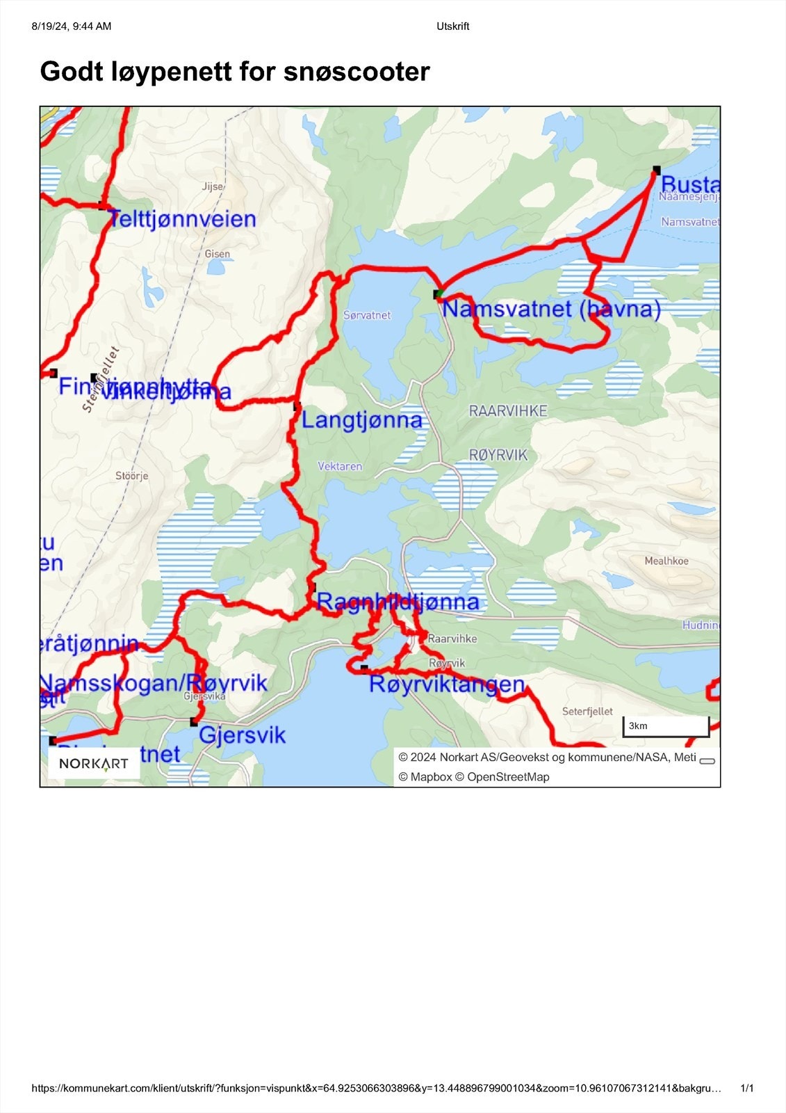Godt løypenett for snøscooter. På vinterstid kan man kjøre med snøscooter til hytta, forutsatt at dette innvilges etter søknad om tilknytningsløype. Galleribilde