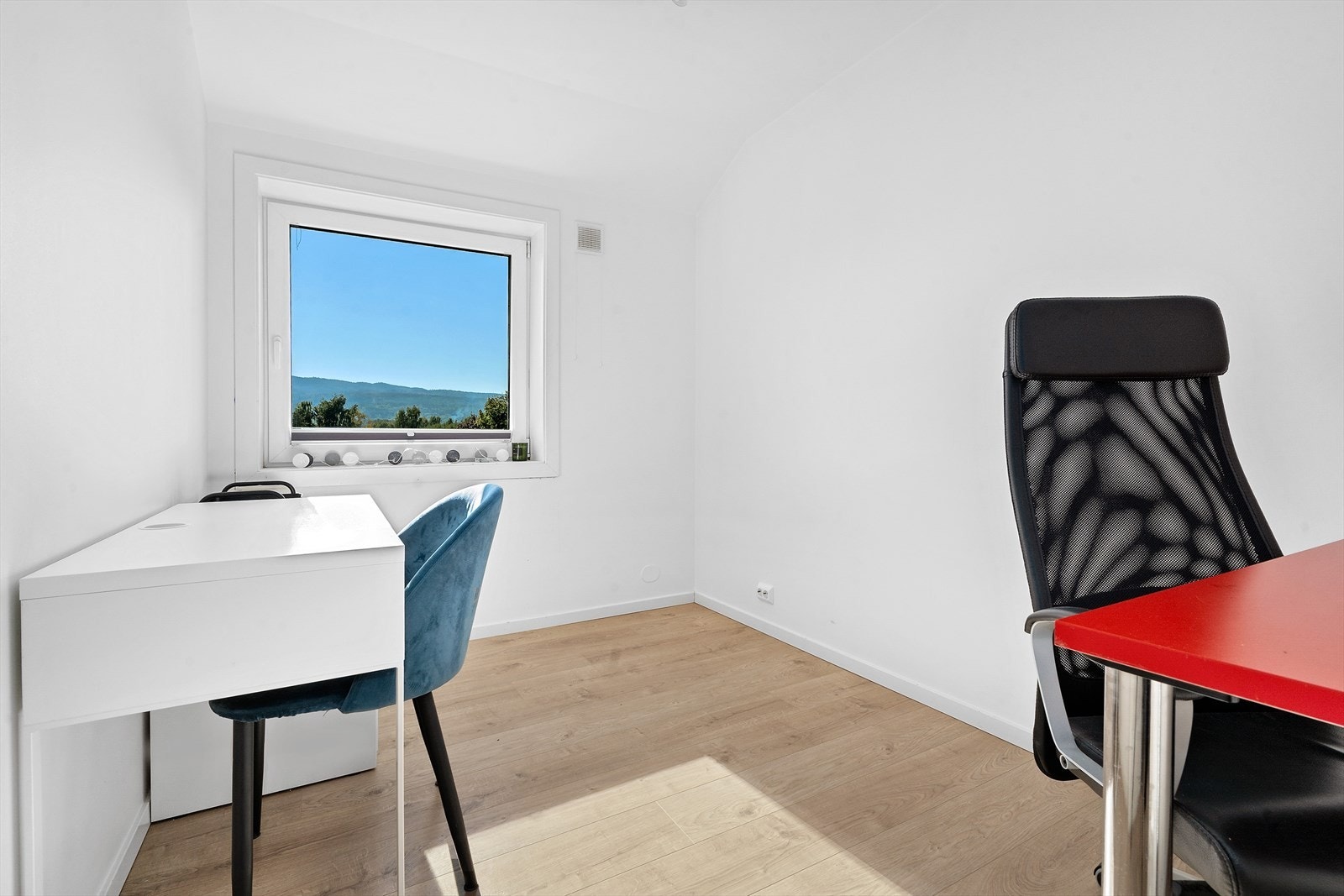 Lyst soverom i utleieleilighet som kan brukes til et gjesterom eller kontor. Galleribilde