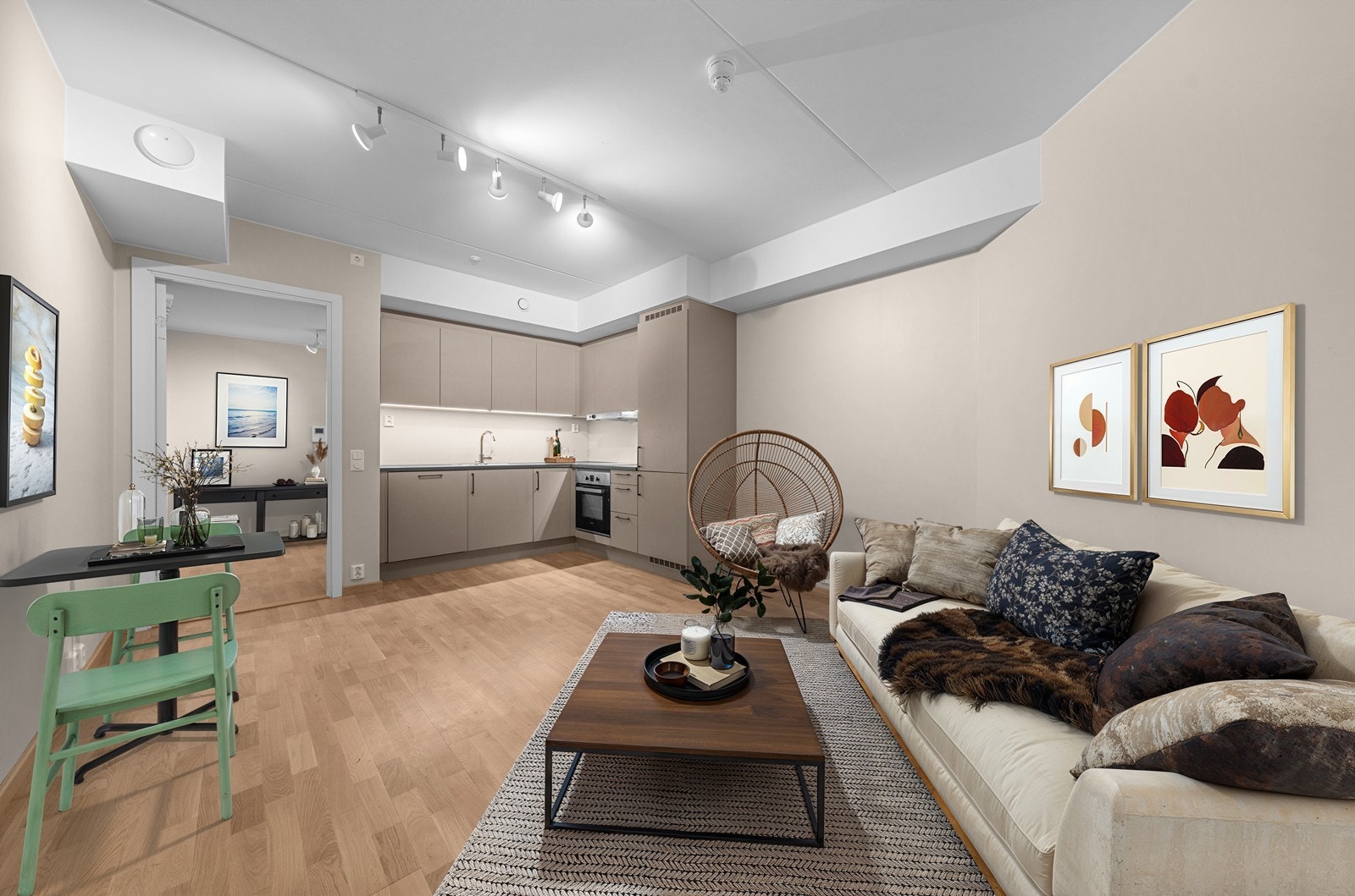 Stue med digital møblering Galleribilde