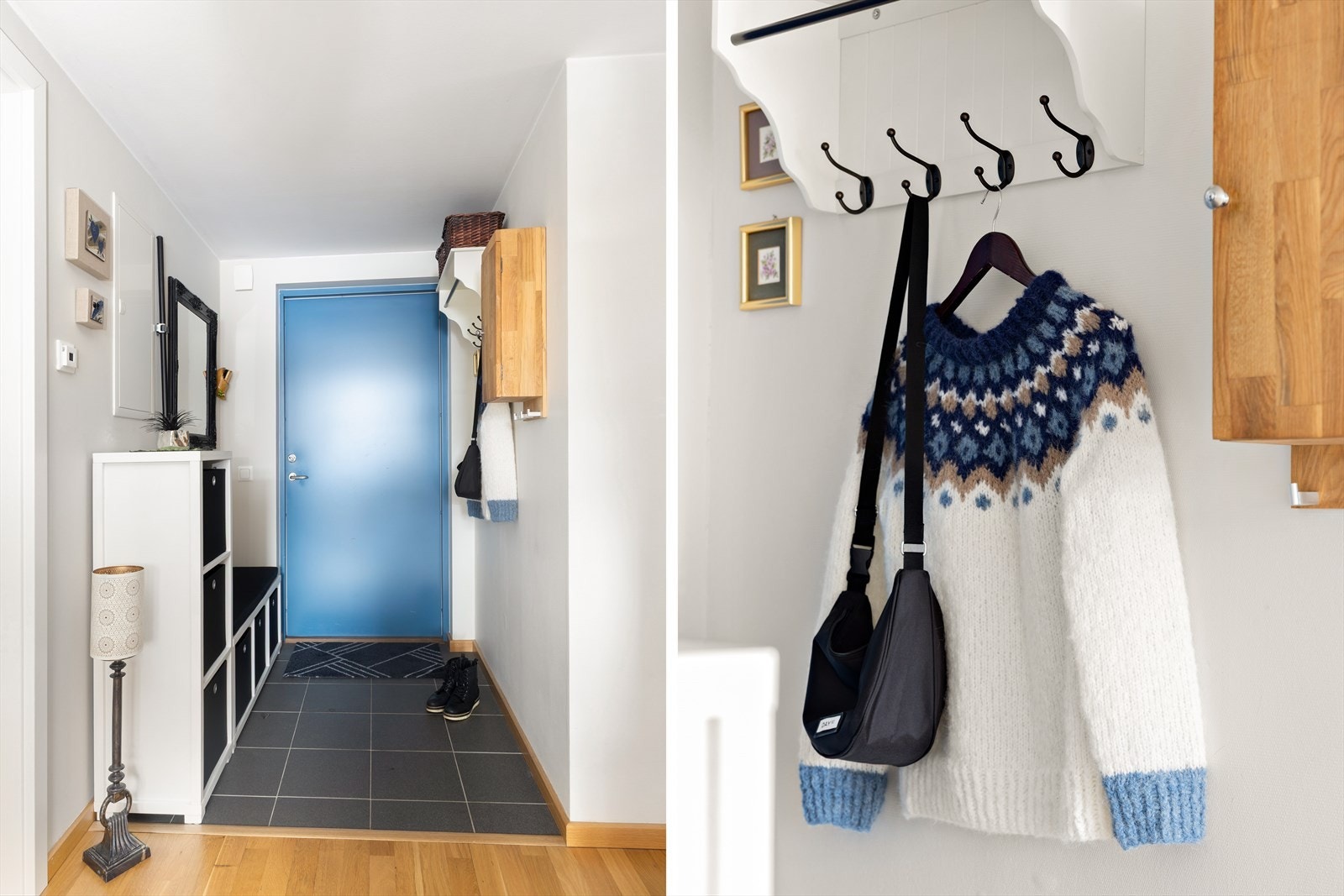 Yttergangen har et flislagt parti med elektrisk varmekabler. Galleribilde