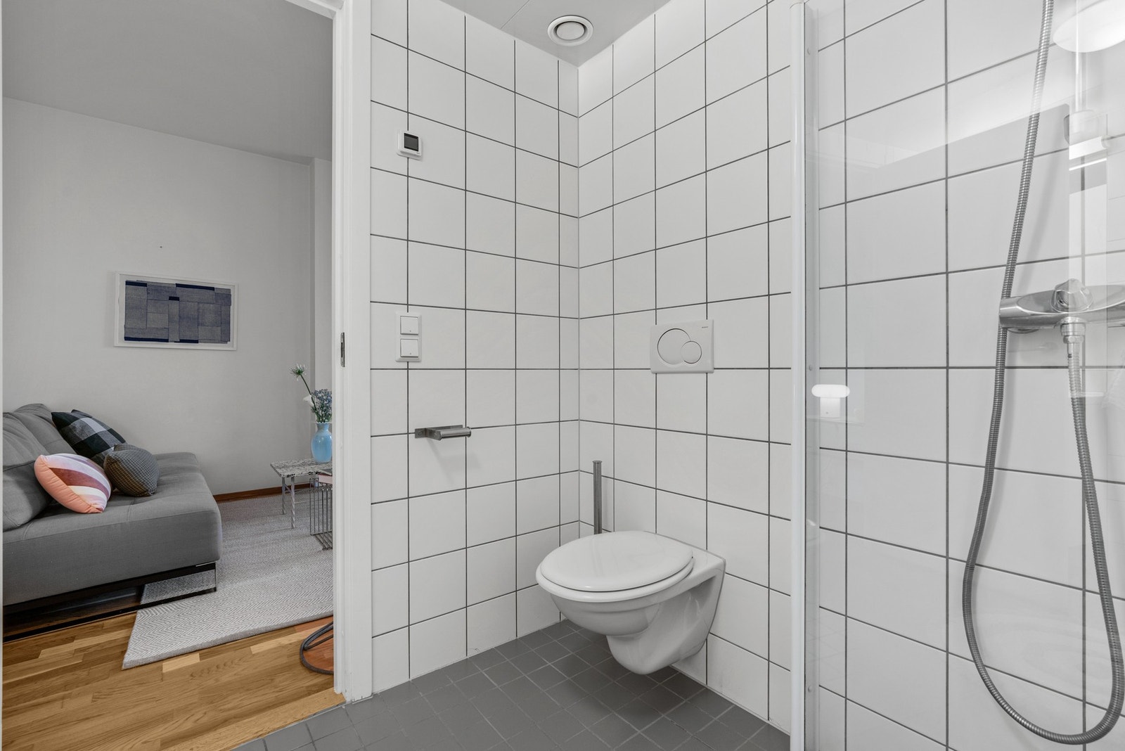 I enden av stuen er det inngang til badet Galleribilde