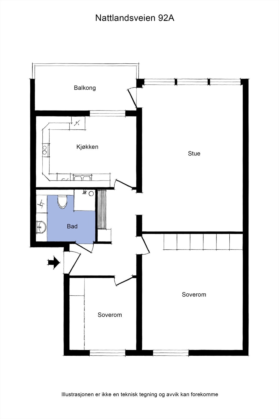 Planskisse av leiligheten. Galleribilde