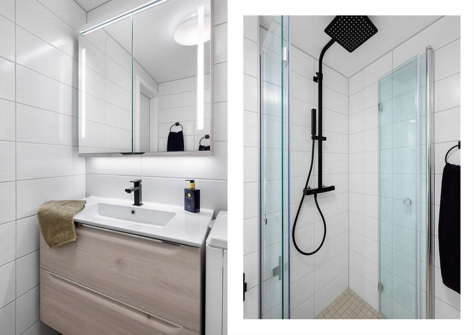 Baderommet har flotte detaljer med baderomsinnredning i treutførelse, heldekkende vask samt Rainshower dusjgarnityr i dusjhjørne. Galleribilde