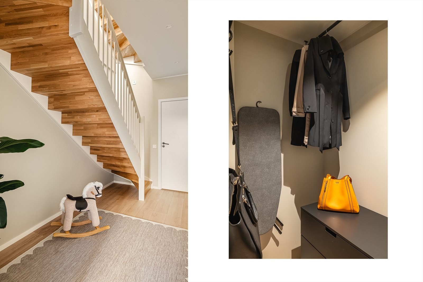 Videre kommer du ned i underetasjen | Merk deg den praktiske innvendige boden - perfekt sted for å oppbevare strykebrett og ekstra oppheng for klær! Galleribilde