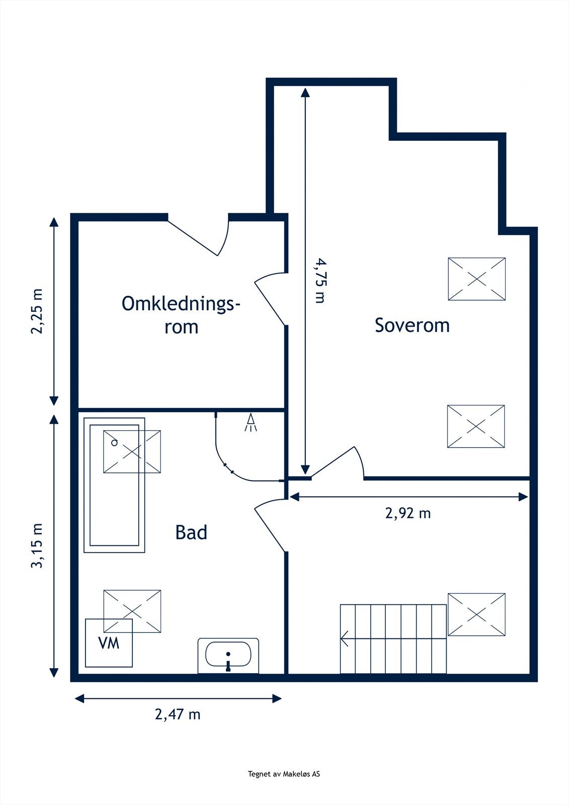Plantegning loftsetasje. Galleribilde